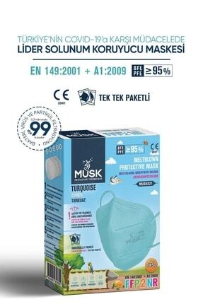 N95 Çocuk Maske Turkuaz Renk Xs 10 Adet Image 0