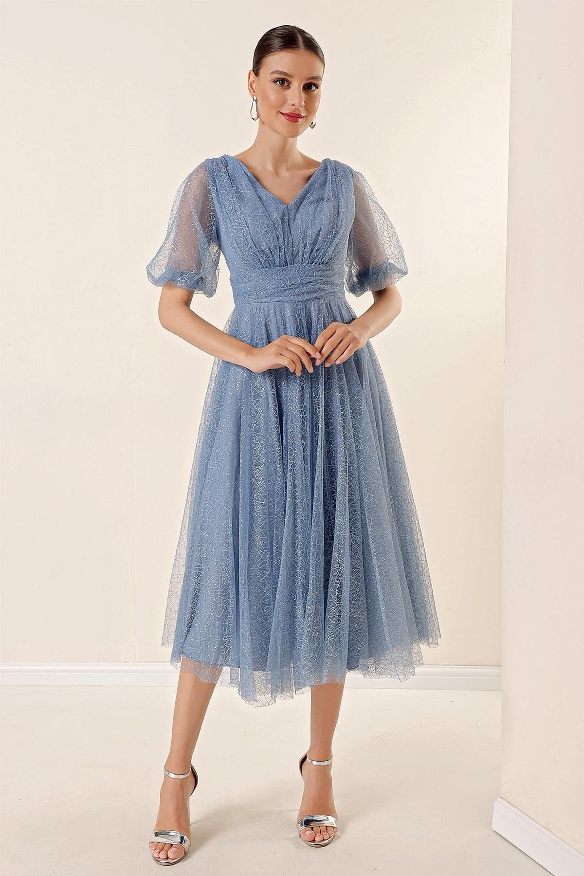 Glitter tulle hotsell midi dress
