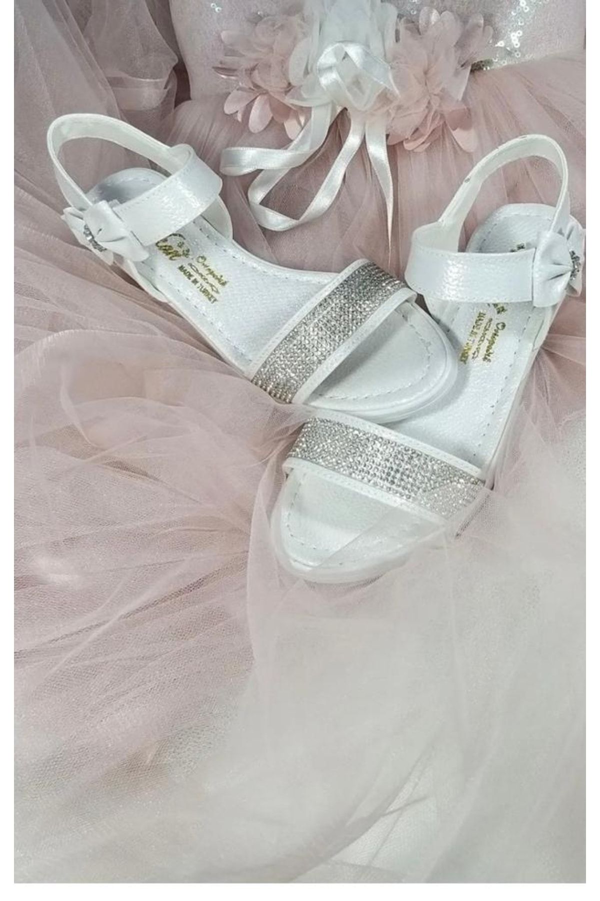 Childrens white sandals wedding top