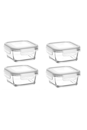 Cam Kilitli Saklama Kabı 4'lü Set Kahvaltılık Frs227 Beyaz Image 0