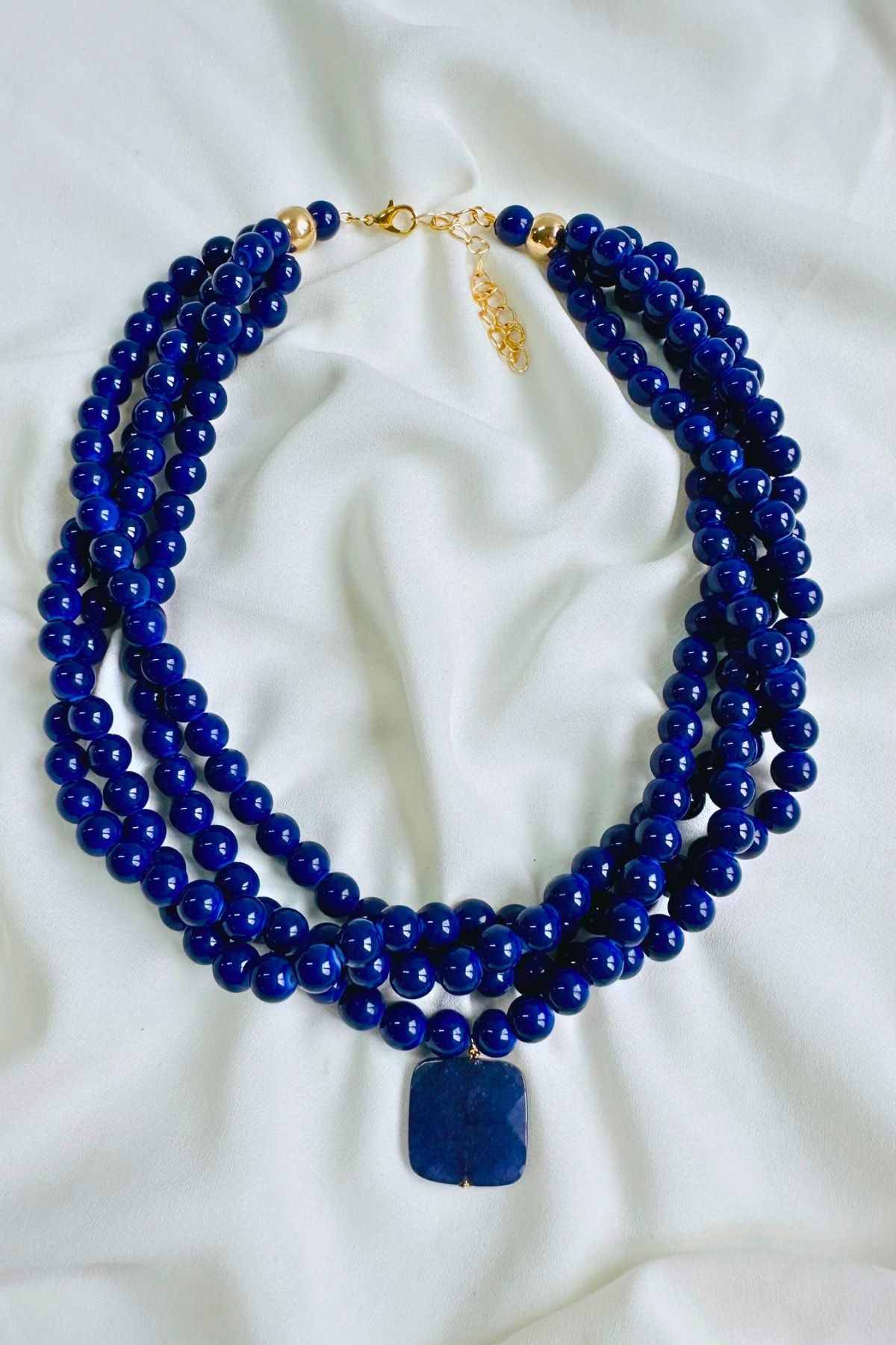 Stone bead necklace hot sale