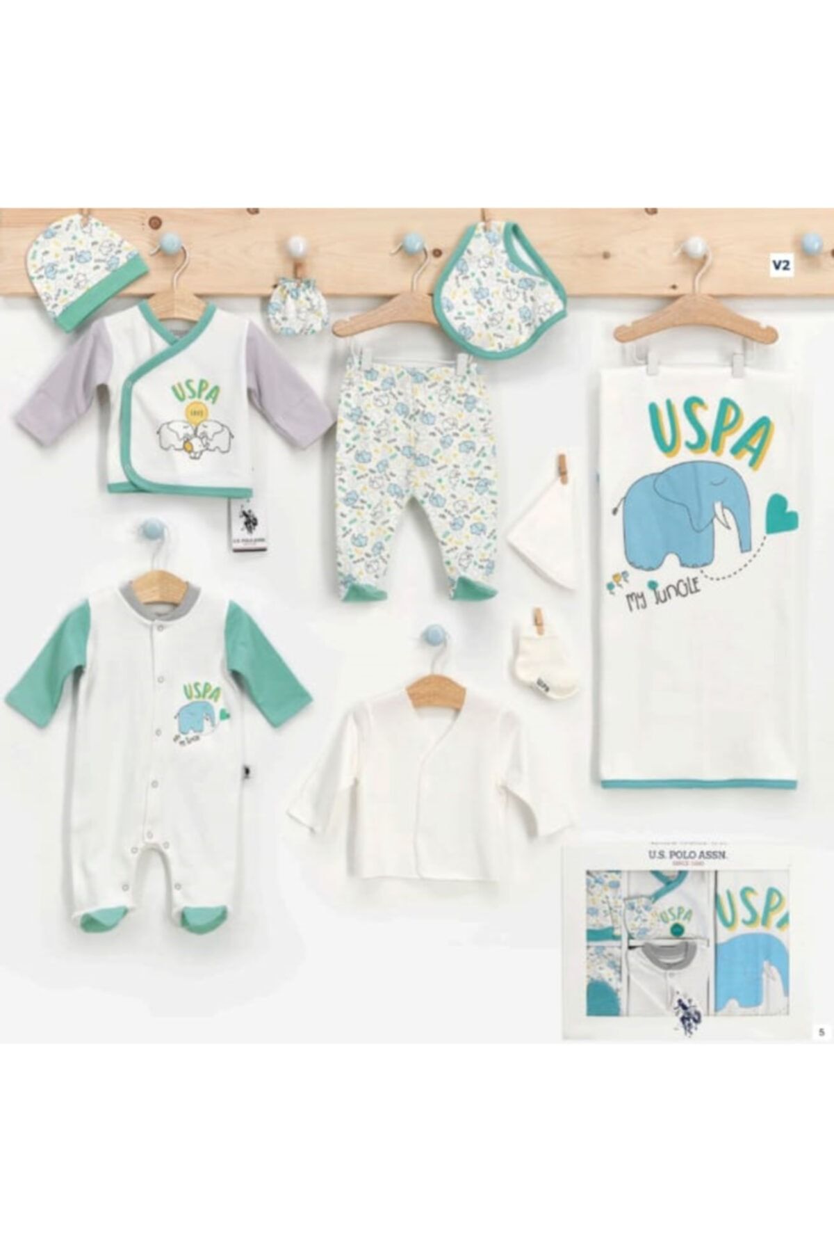 U.S. Polo Assn. Kids . Lisanslı  Yazlık Bebek 10'lu Hastane Çıkış Seti