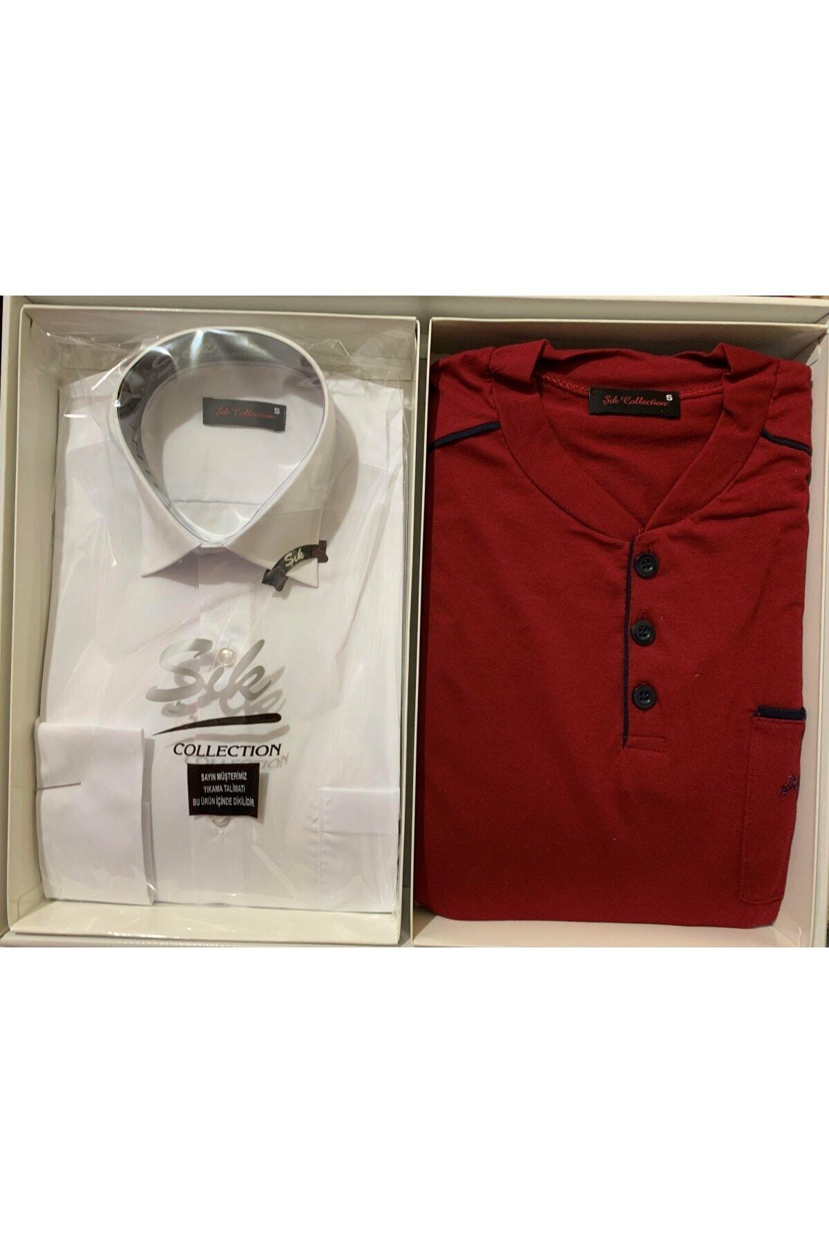 ŞIK Collection Erkek Pijama Takımı Bordo Pamuk Penye 11'li Çeyiz Seti
