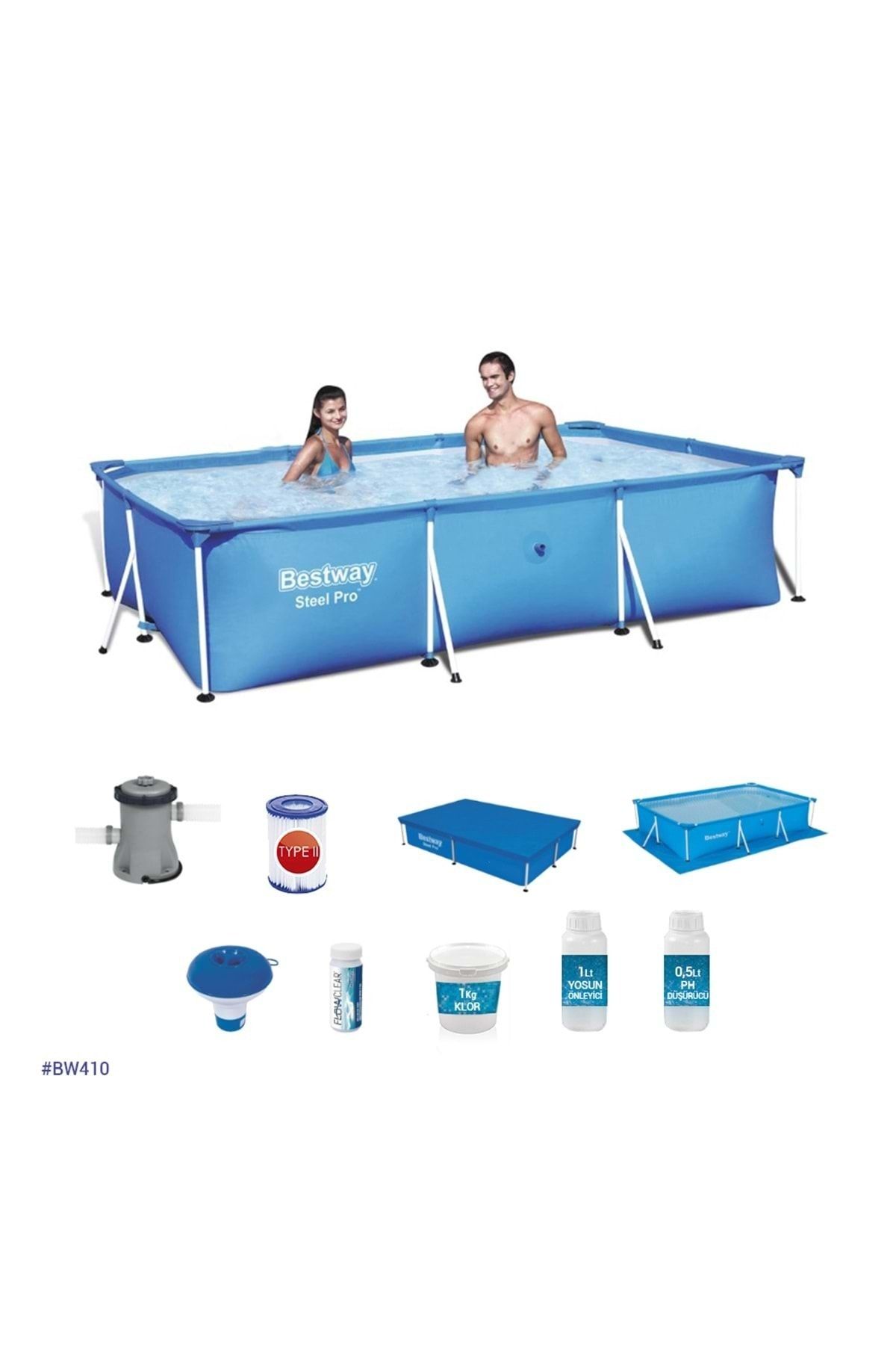 BESTWAY Prefabrik Havuz Seti 259 Cm X 170 Cm X 61 Cm Bw410