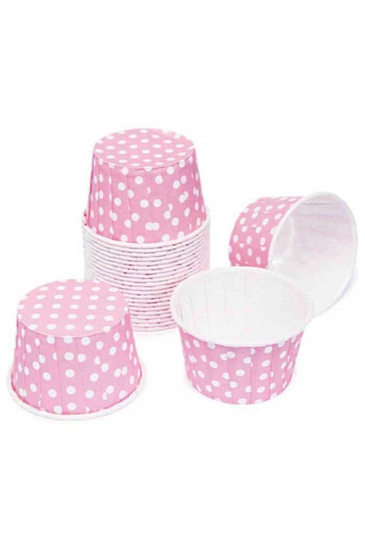 Partioutlet Pembe Puanlı Cupcake Kabı 50 Adet Büyük Boy