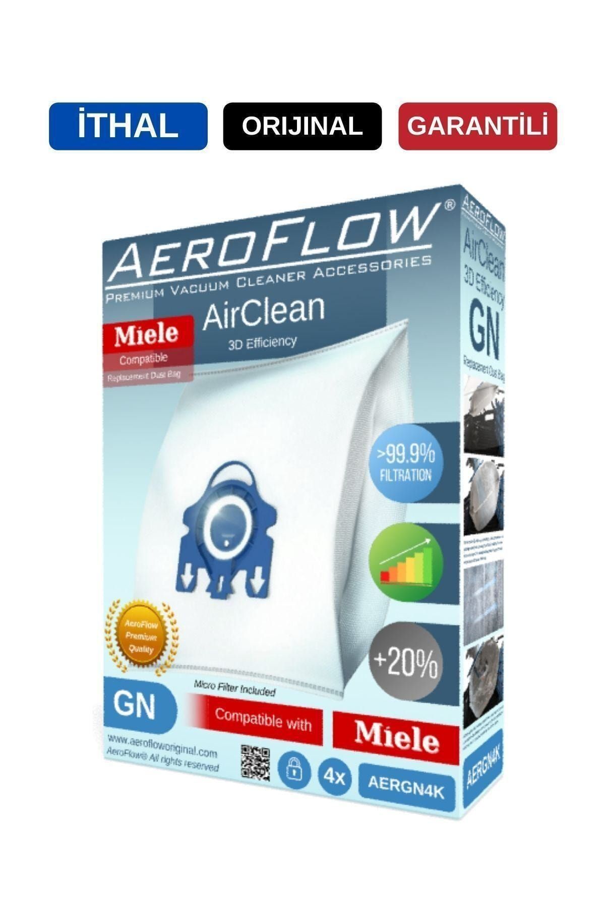 AeroFlow Miele Uyumlu Hyclean 3d Gn 4'lü Toz Torbası