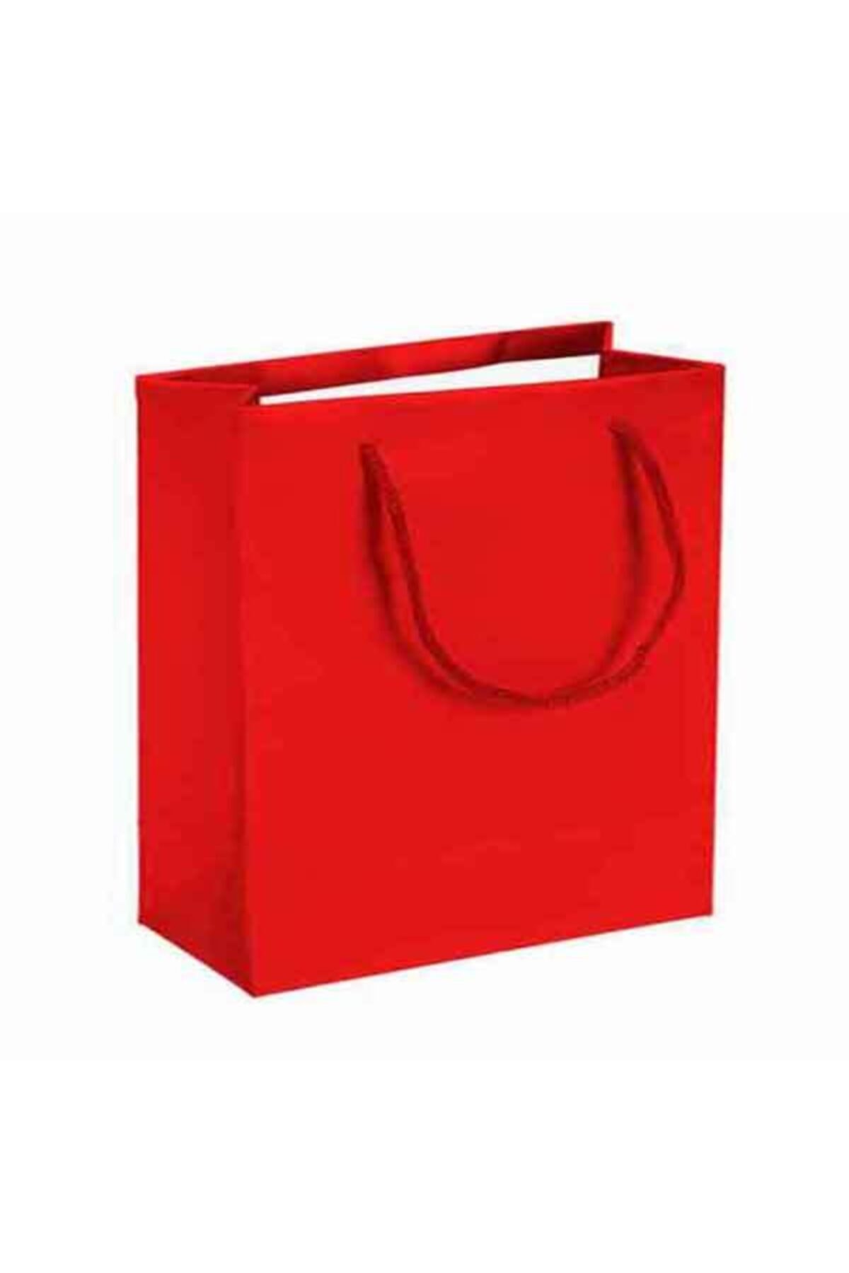Partioutlet Kırmızı Renk Karton Çanta 25 Adet 14 X 17 Cm