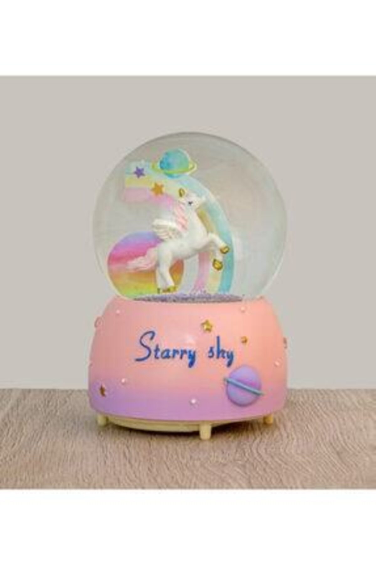 Şeker Adası Pony At / Büyük Boy Püskürtmeli Işıklı Müzikli Kar Küresi