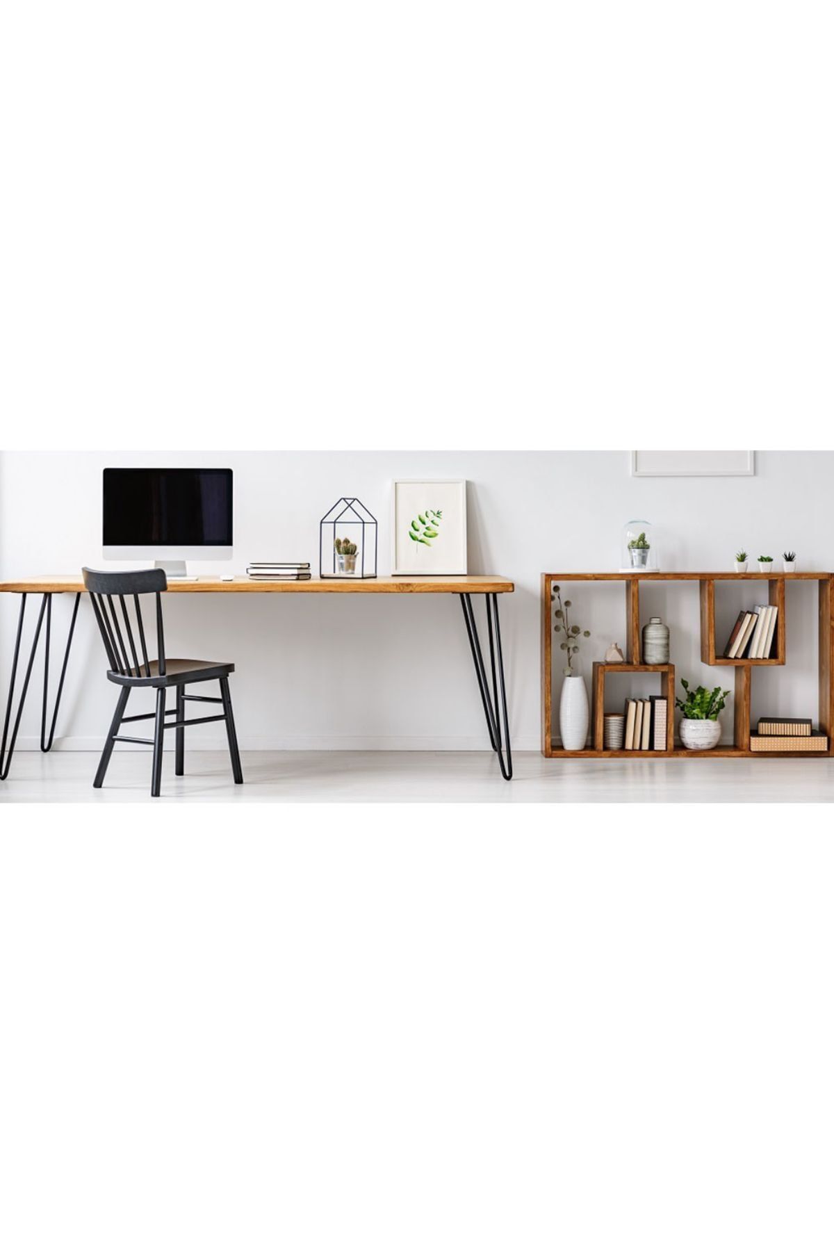 Woodesk Masif Ağaç Tik Rengi 180x50 cm Çalışma Masası