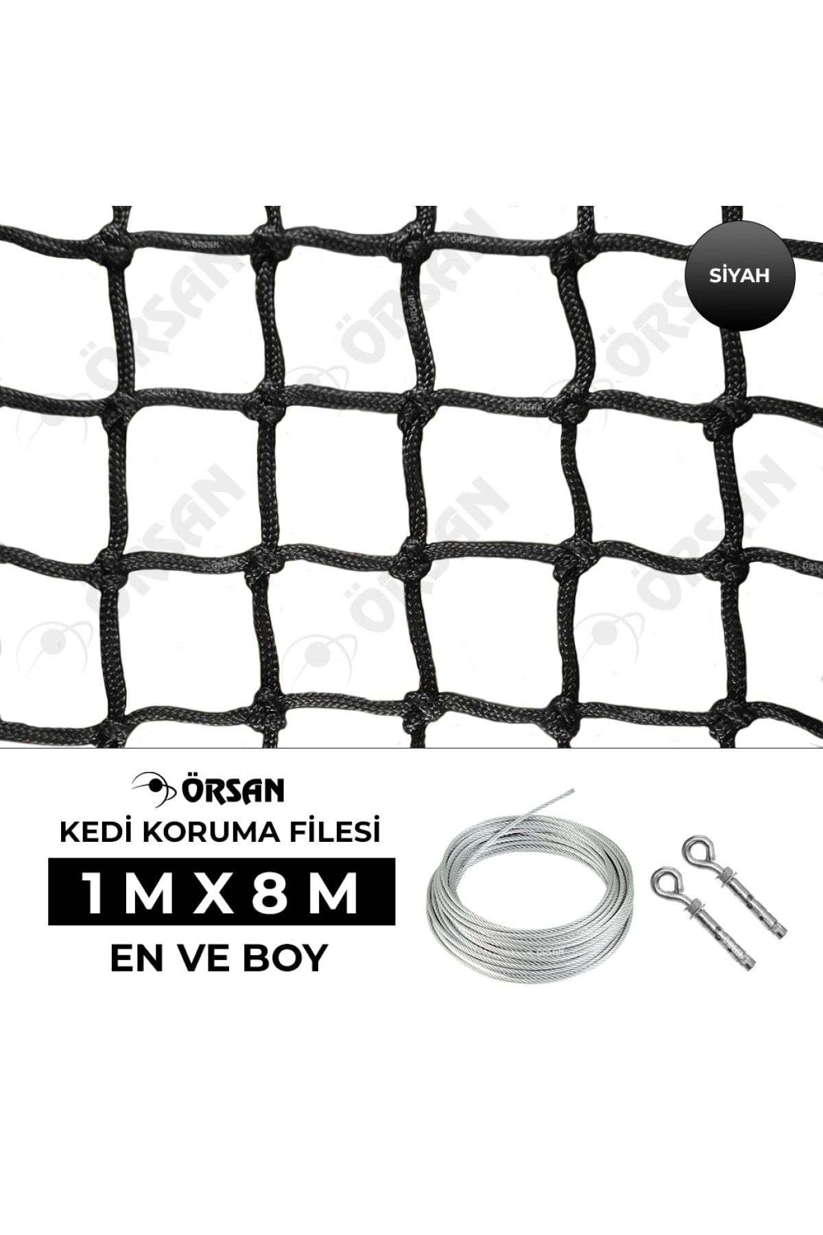 Örsan File Kedi Filesi 1mx8m Siyah - Kedi Balkon Filesi - Kedi Koruma Filesi