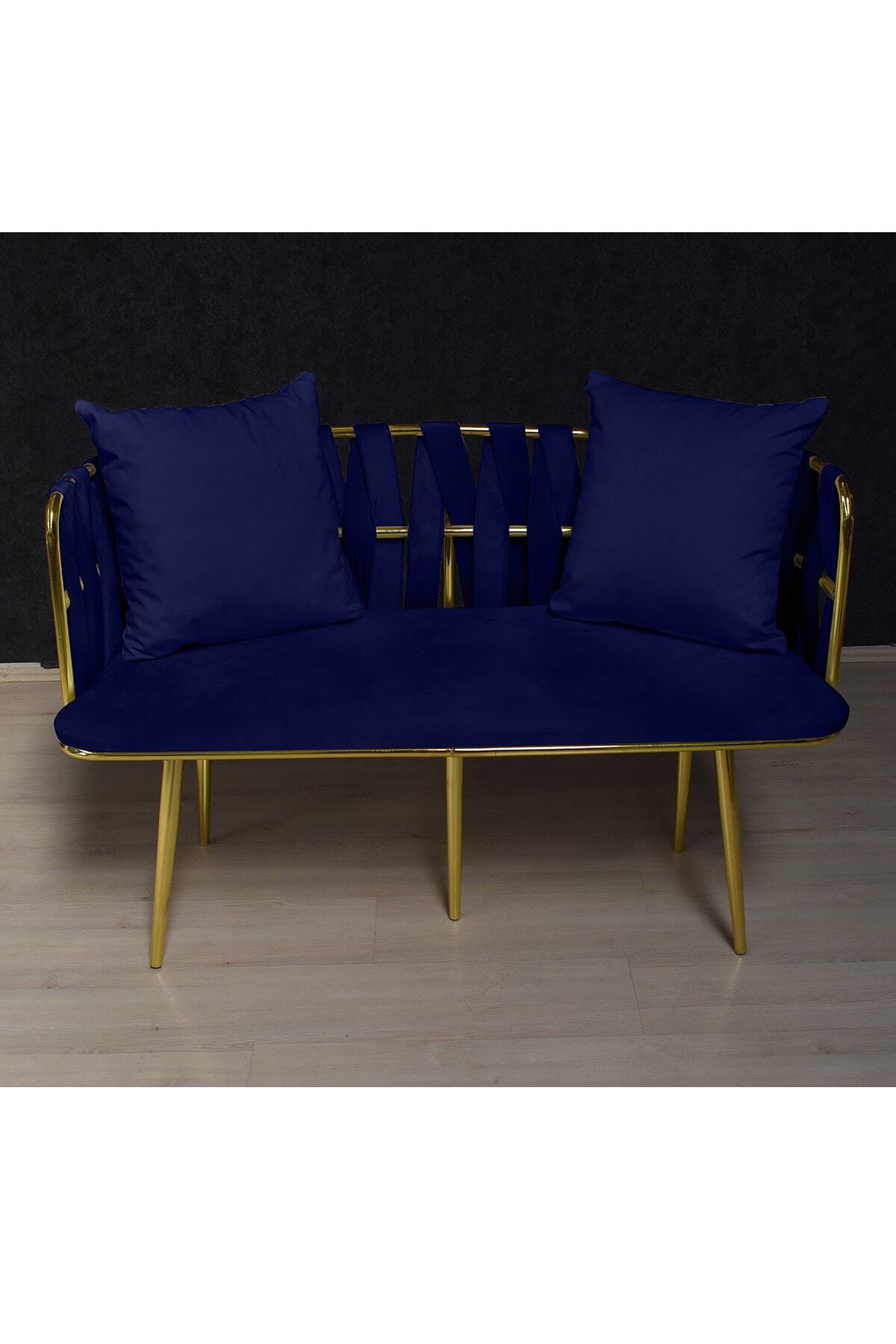 PRATİK DEKOR Lacivert Metal Cafe Balkon Mutfak Ivy Gold Koltuk