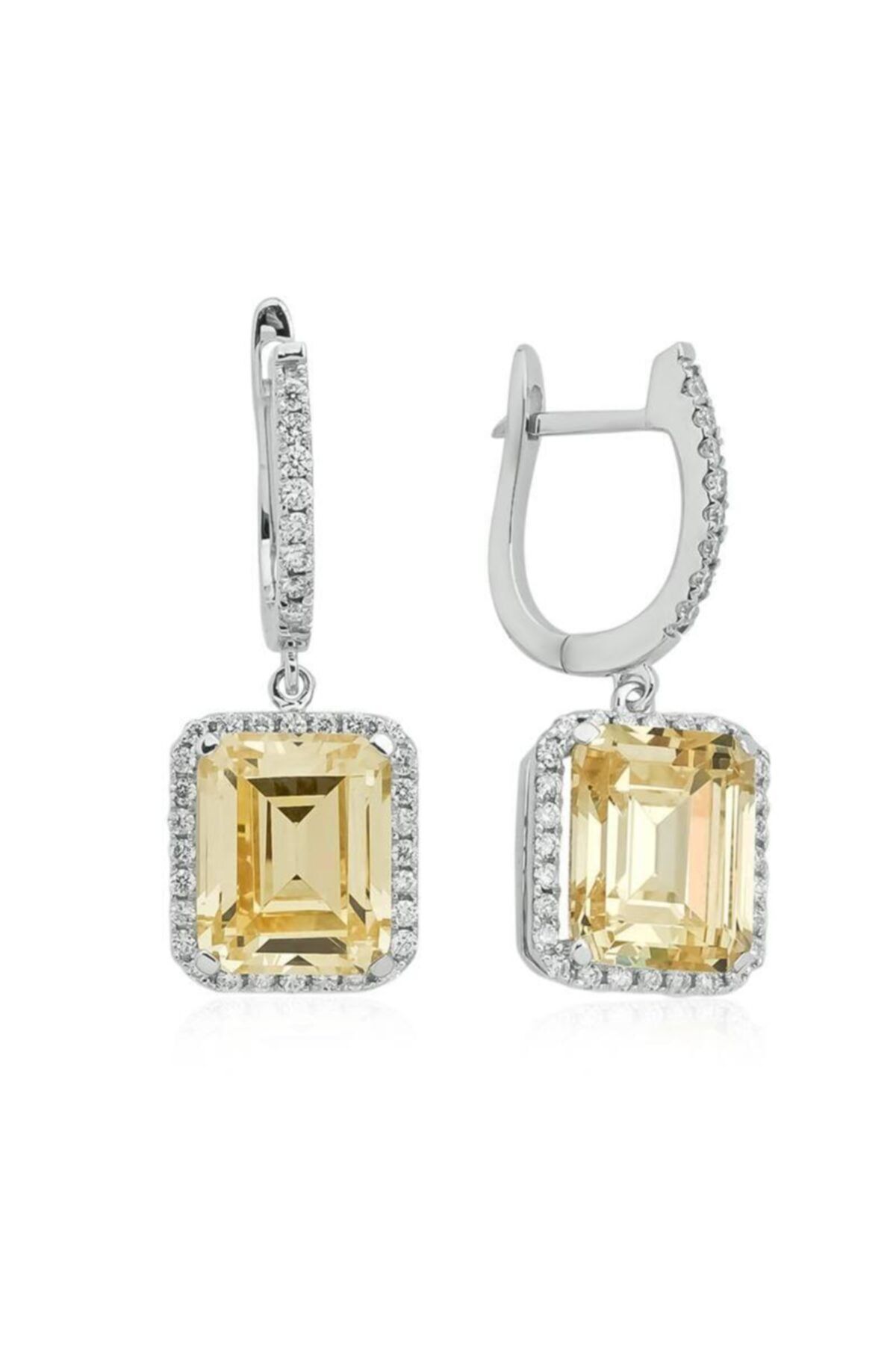 Barok Diamond Pırlanta Citrine Küpe