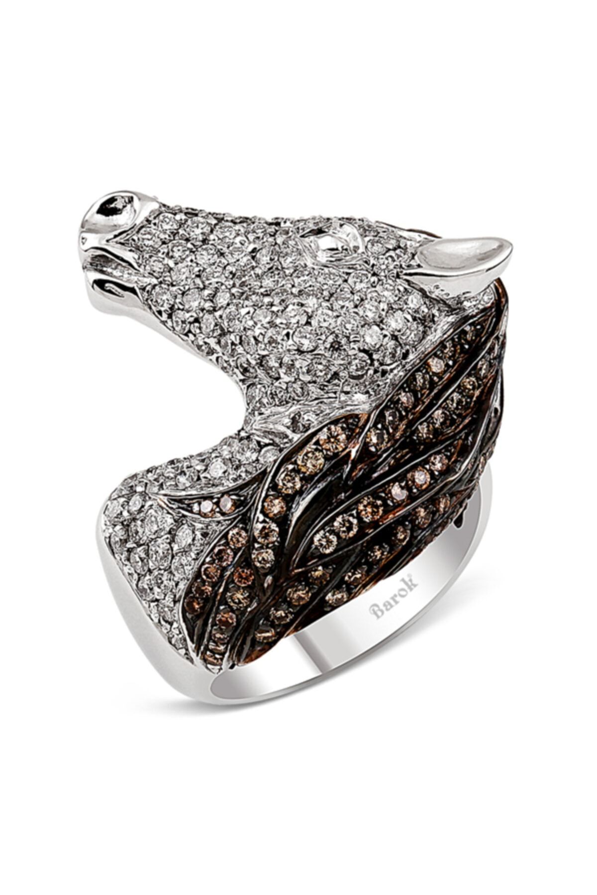 Barok Diamond Pırlantalı White Horse Yüzük 2.18ct 18 Ayar