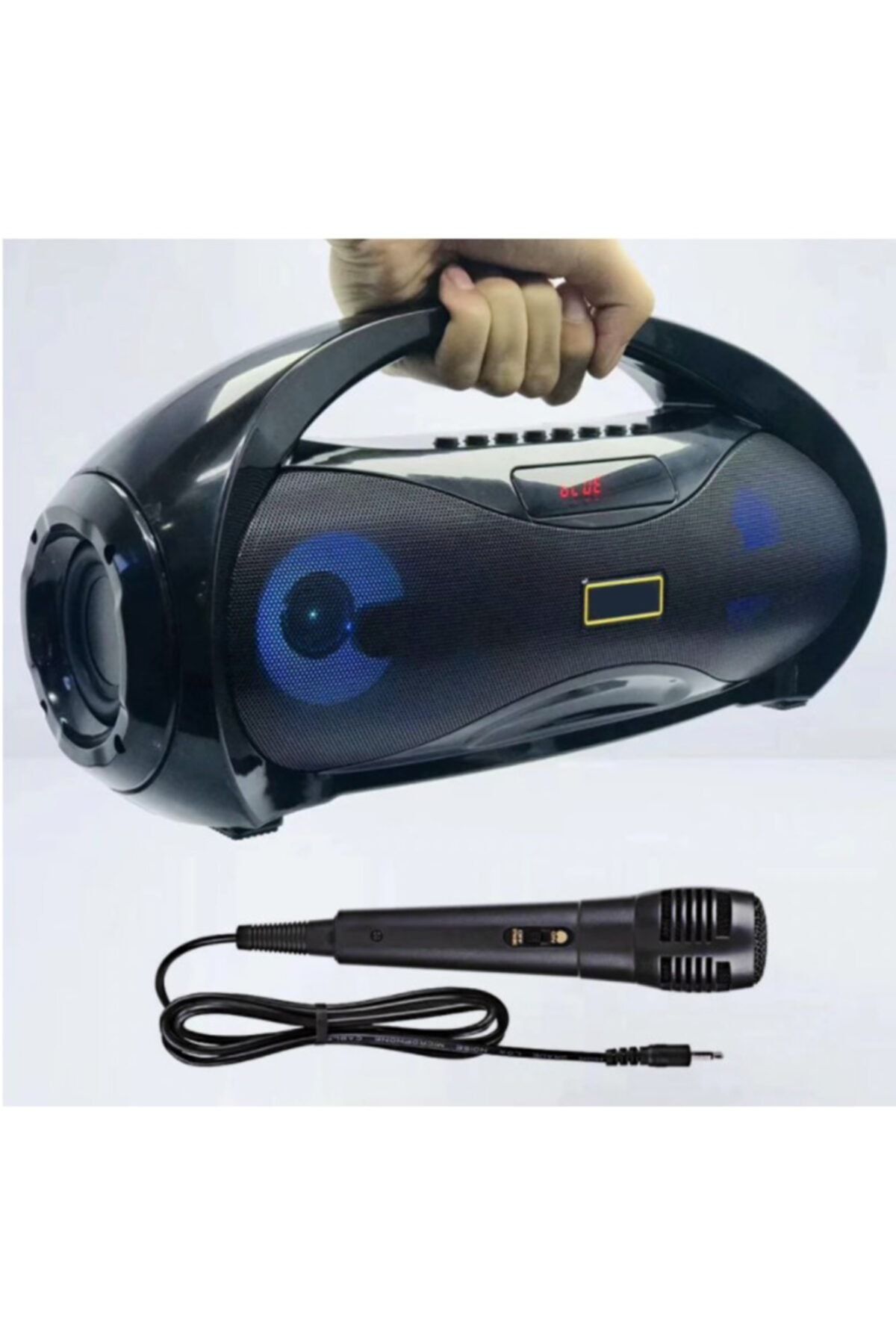 BK DESING Mikrofonlu Extra Bass Taşınabilir Led Işıklı Bluetooth Karaoke Hoparlörü, Radyo, Sd Kart, Usb Bellek