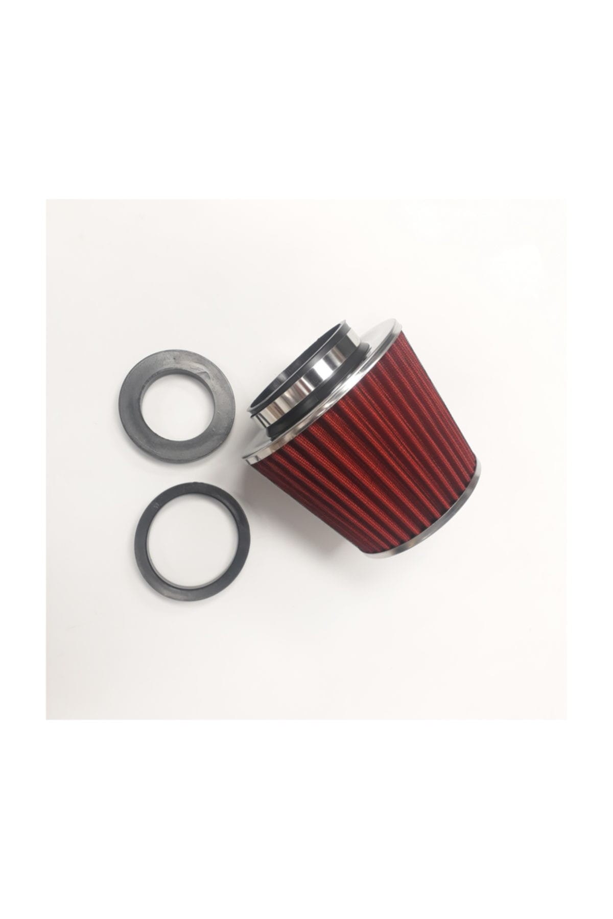 Carub Hava Filtresi Tuning 2 Aparatlı Krom-Kırmızı 60-76 mm