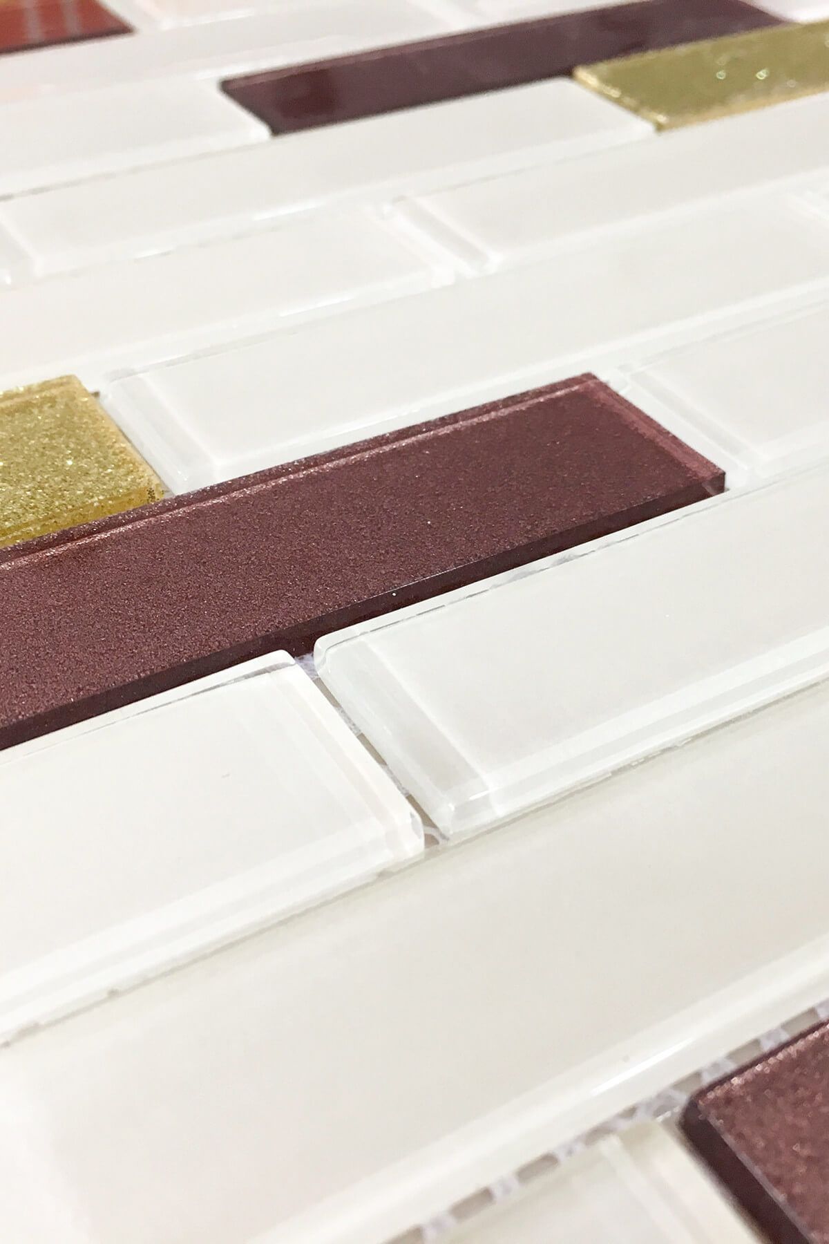 Cam Mozaik Cappuccino Krem Altın 2.5x10 cm