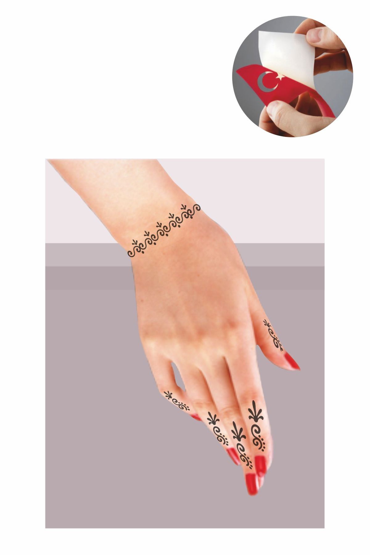 ONE SPRAY TATTOO Bitki Desenleri Dövmesi Geçici Dövme Seti Siyah Sprey Ve 5 Desen
