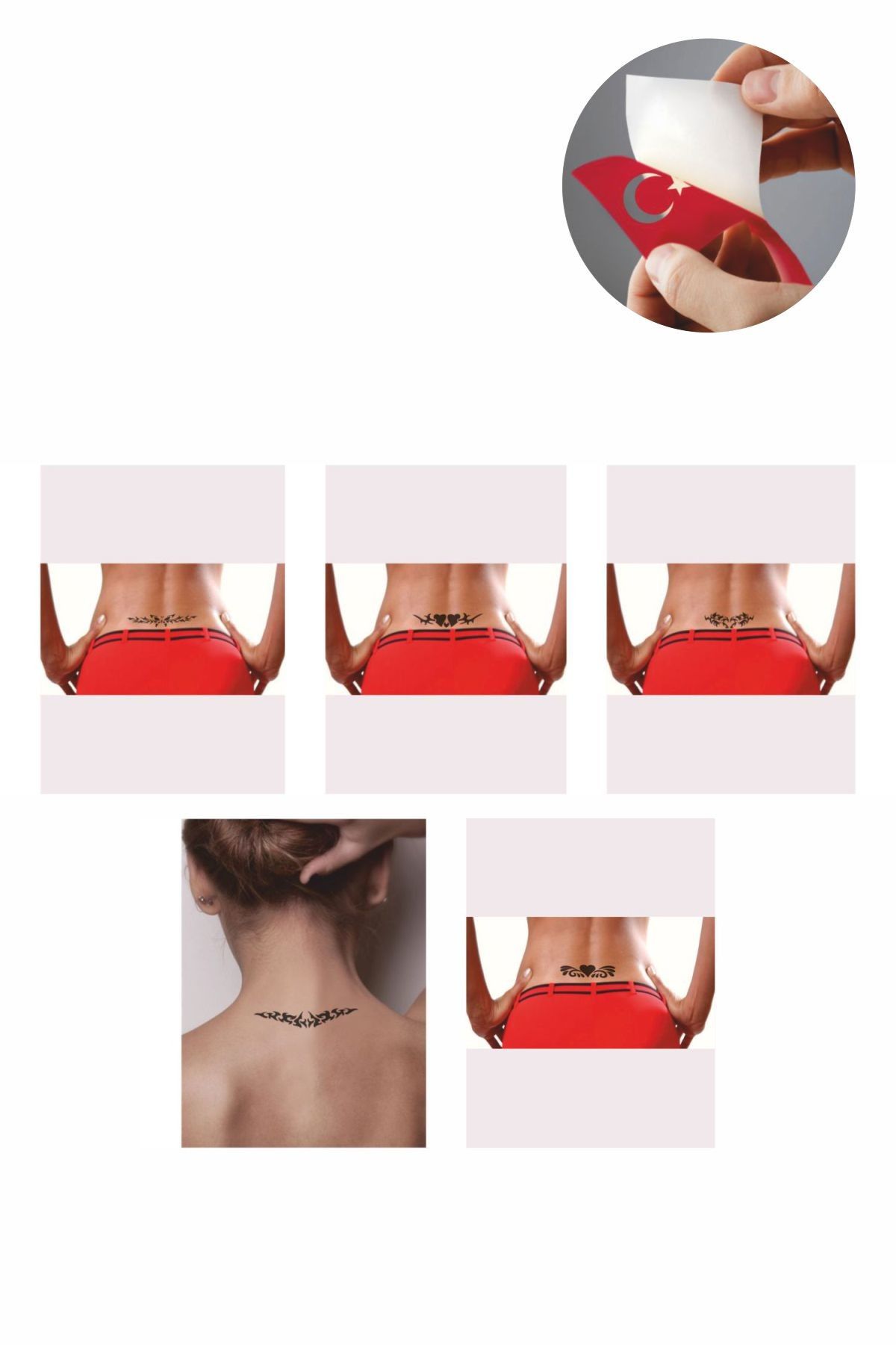ONE SPRAY TATTOO Bel Sırt Omuz Dövmesi Geçici Dövme Seti Siyah Sprey Ve 5 Desen