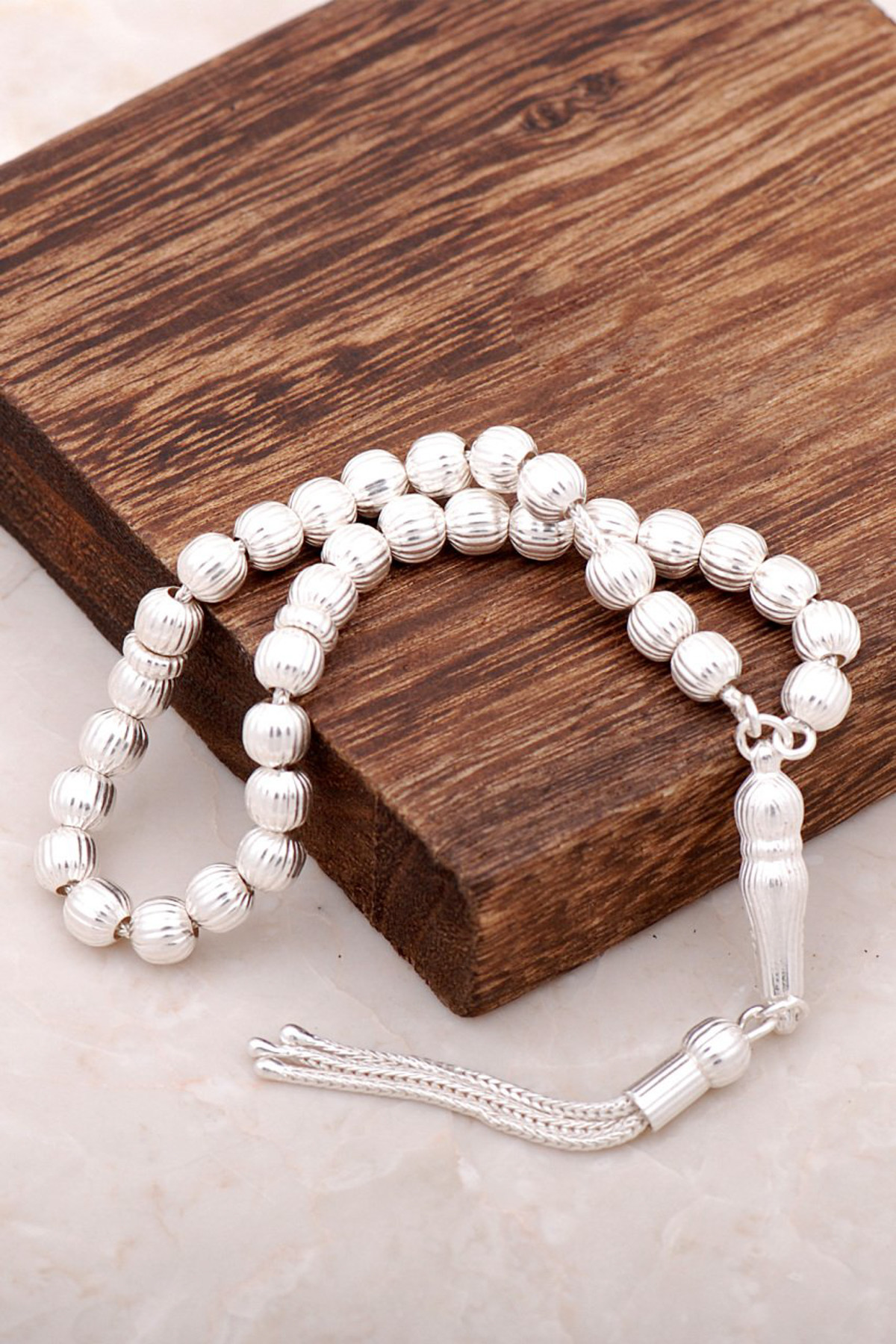 Sümer Telkari Gümüş Kalem İşlemeli Orta Boy Tesbih 270