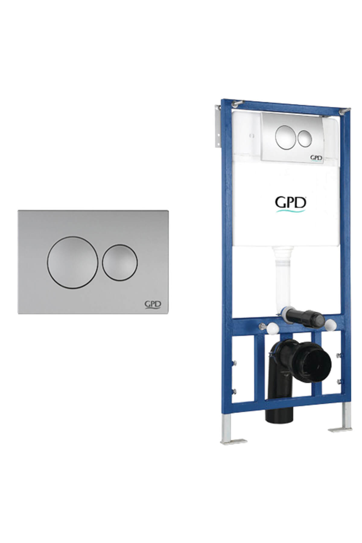 GPD Alçıpan Tipi Gömme Rezervuar 10Cm + Mat Gri Buton