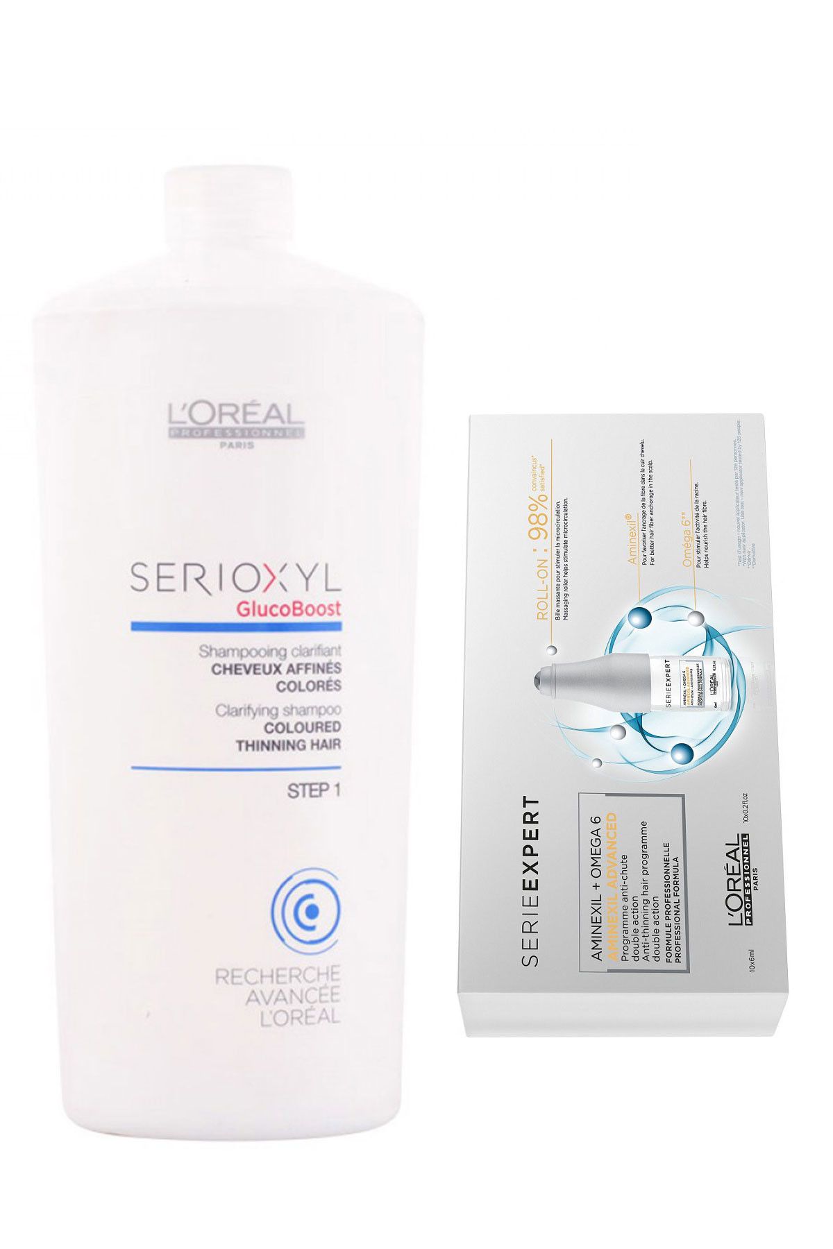 L'oreal Professionnel Boyalı Saçlar için Şampuan - Serioxyl 1000 ml + Dökülme Karşıtı Aminexil 10x6 Serum 2840095017029