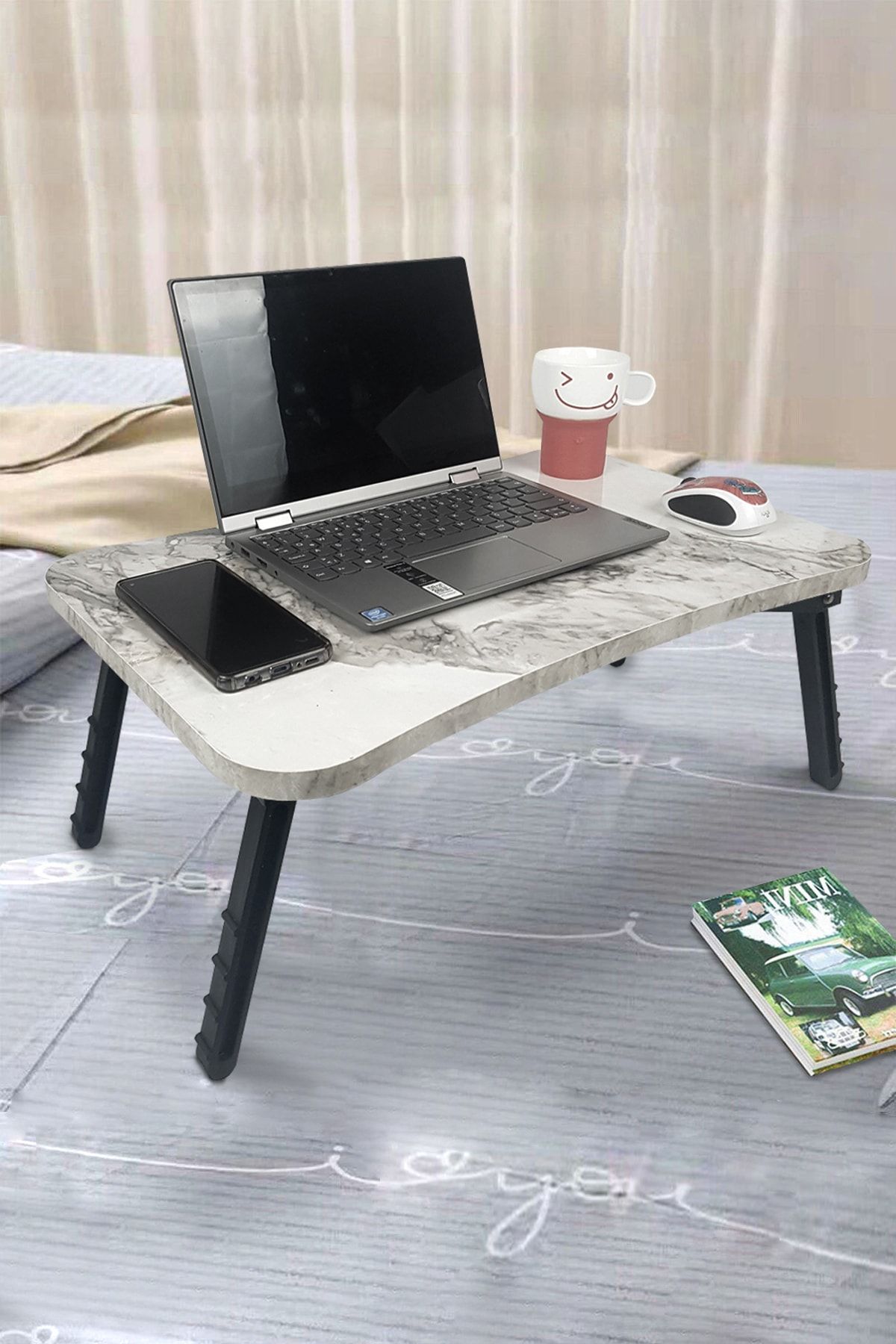 Binbirreyon Beyaz Katlanır Laptop Masası Çalışma Masası Yatak Sehpası Bb002