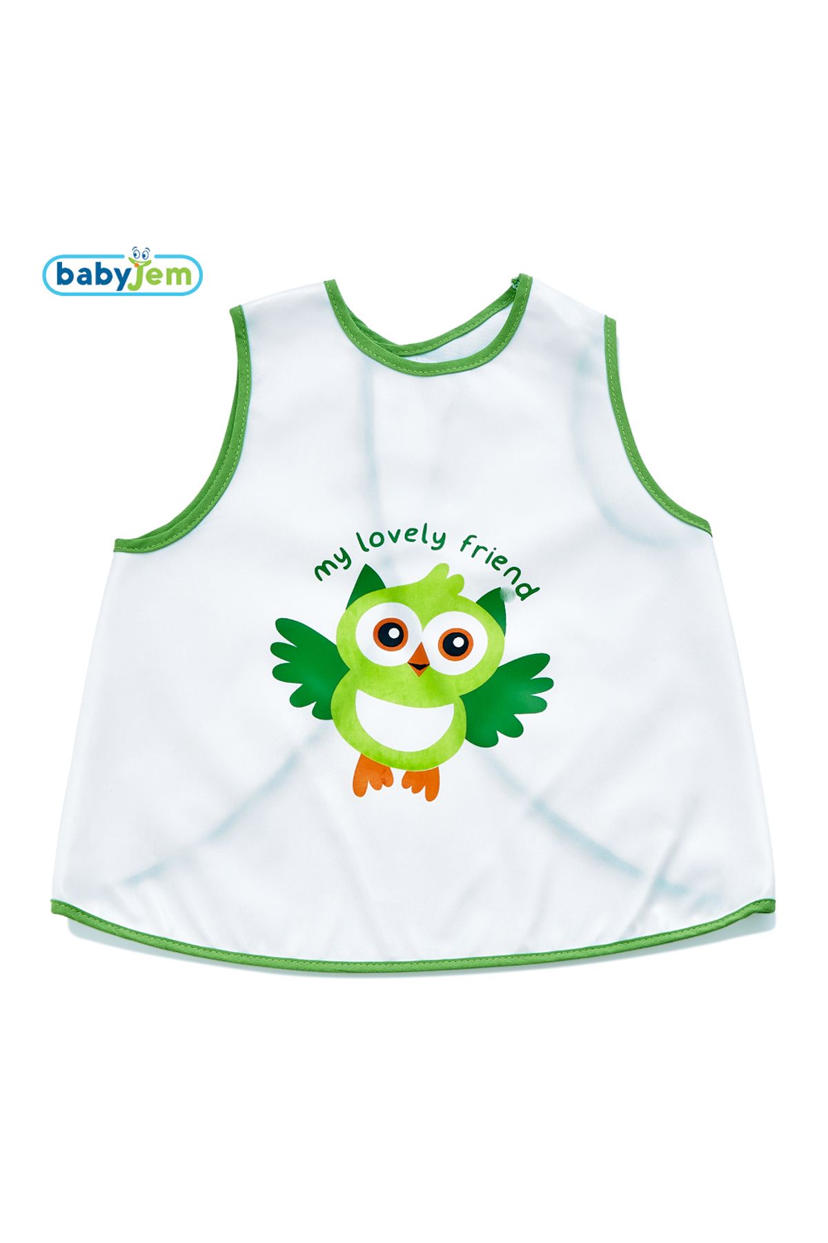 Babyjem Yeni Poli Muşamba Önlük Beyazyeşil Biye