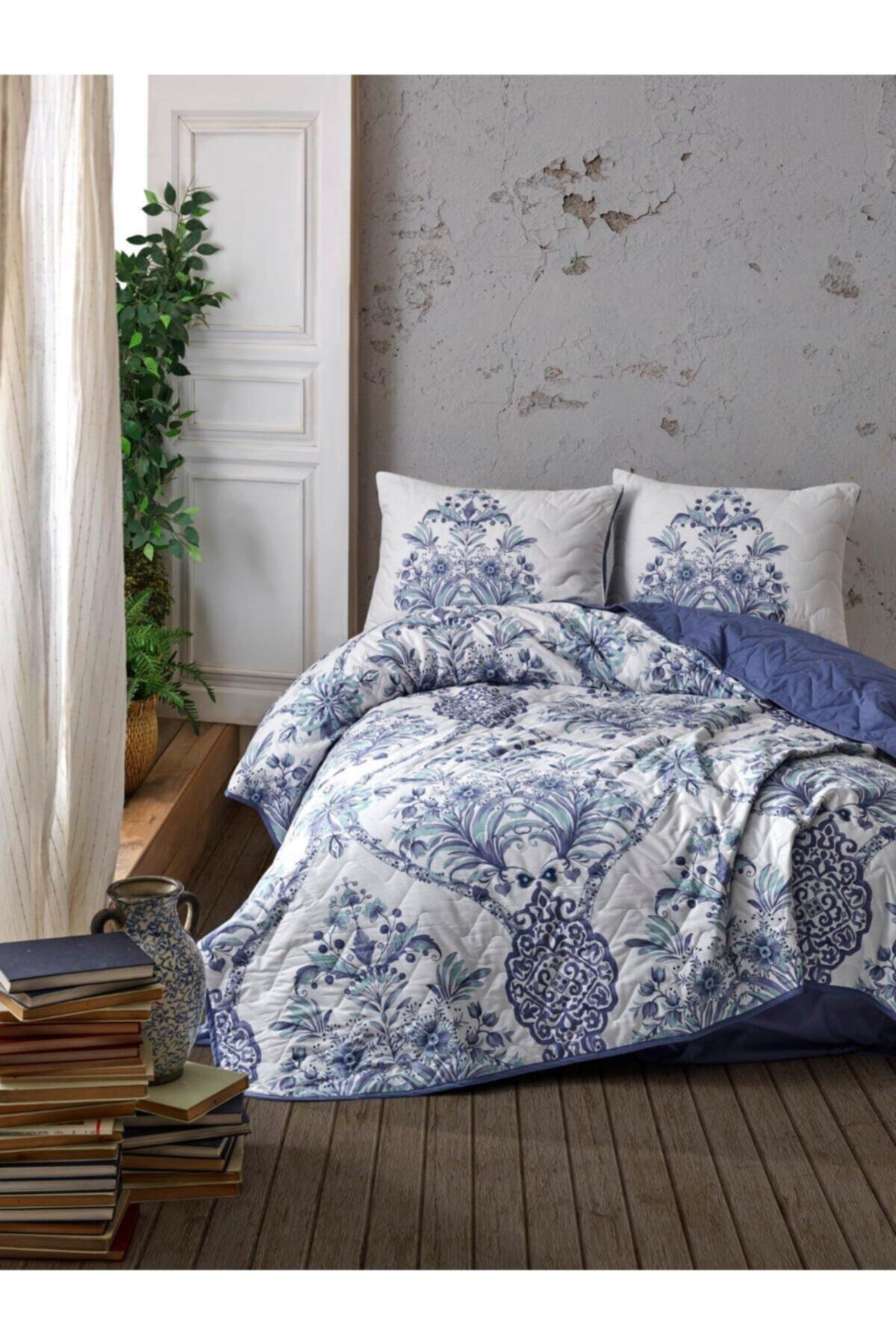 cotton box egina mavi dort mevsim kapitoneli yatak ortusu takimi fiyati yorumlari trendyol