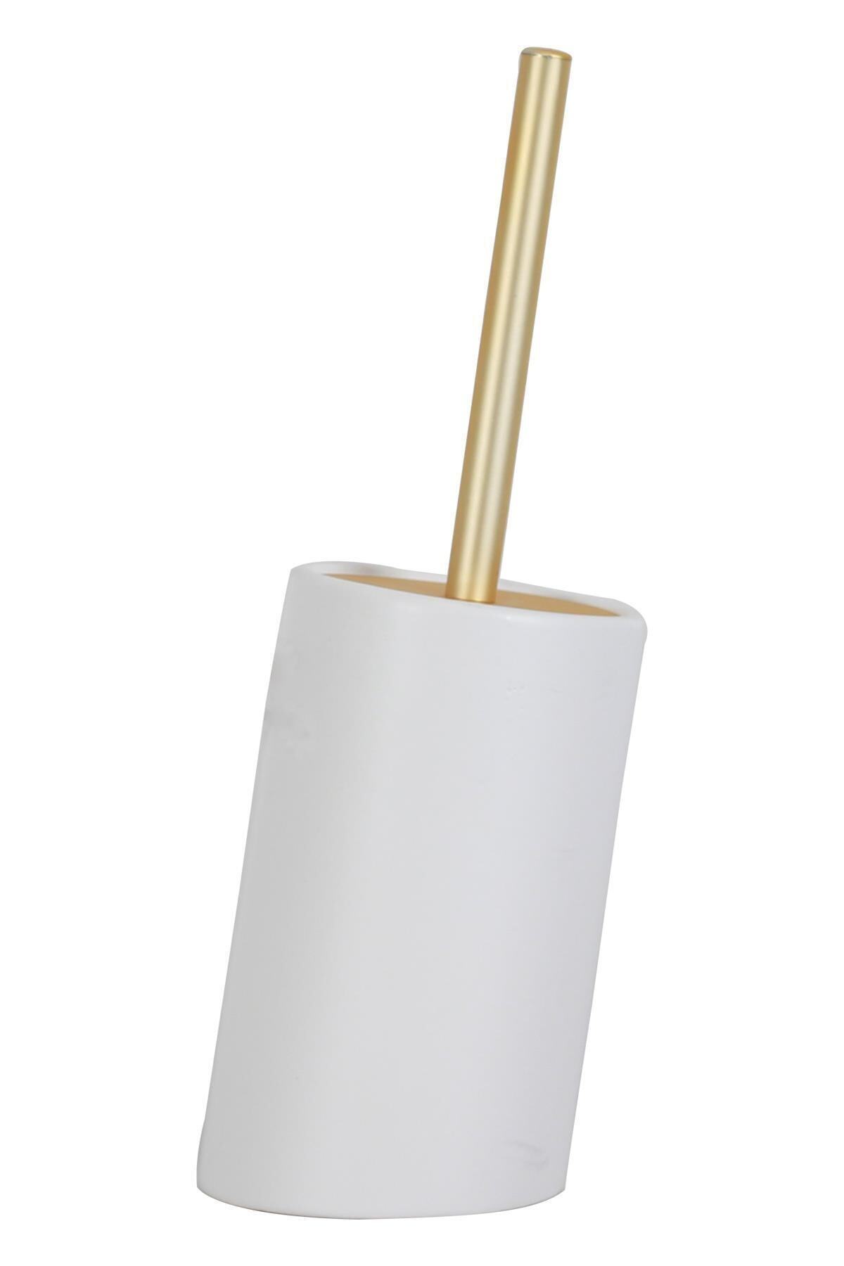 ACAR Curve Seramik Gold Mat Metal Saplı Fırça - Beyaz