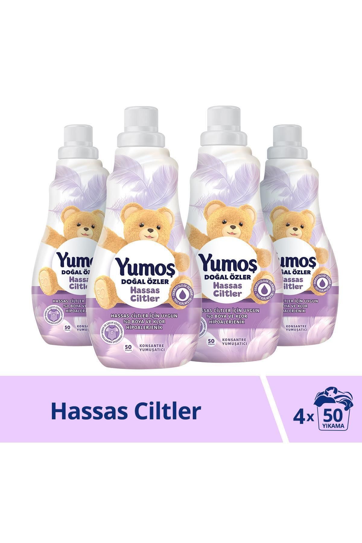 Yumoş Hassas Ciltler Hipoalerjenik Konsantre Çamaşır Yumuşatıcı 1200 ml  4 Adet