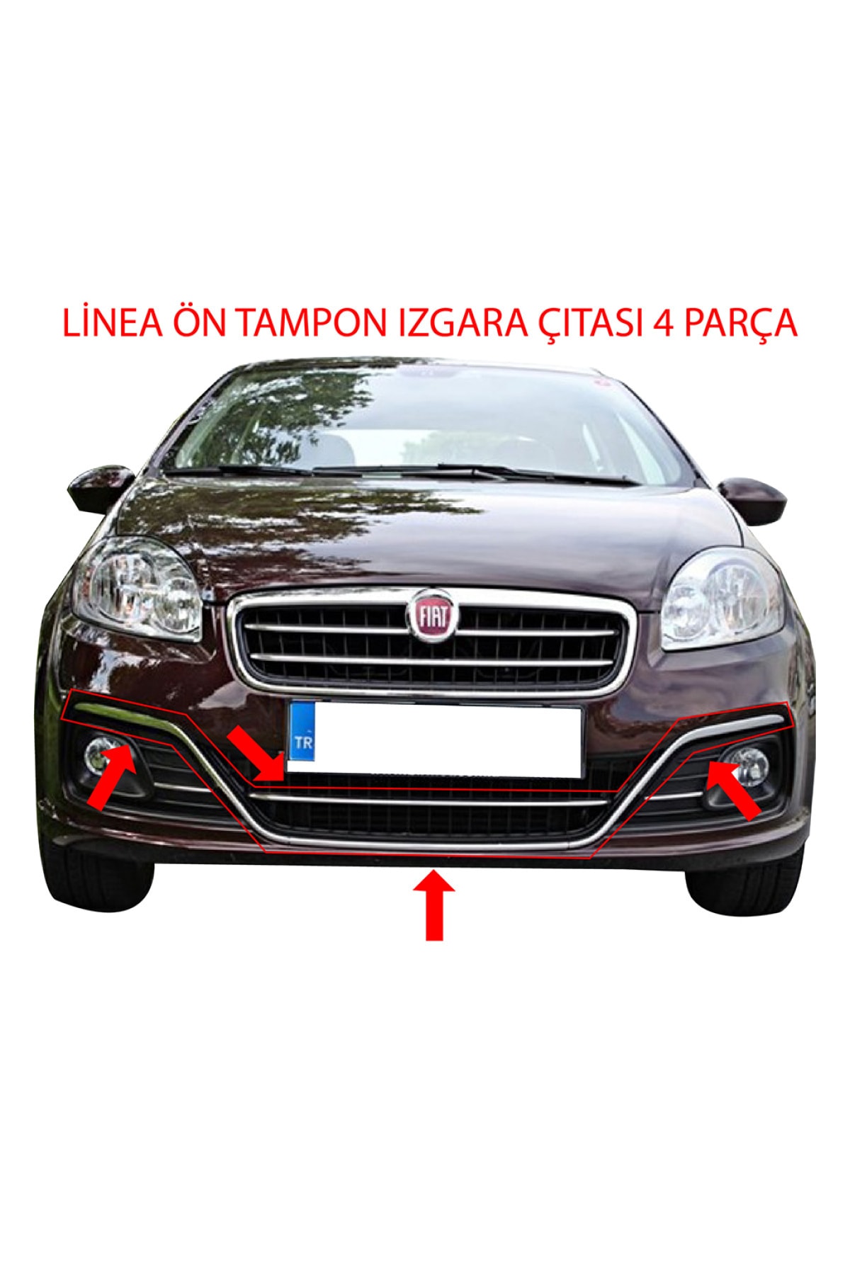 AutoAll Linea 11 Ön Tampon Izgara Nikelajı Çıtası 4 Parça Takım