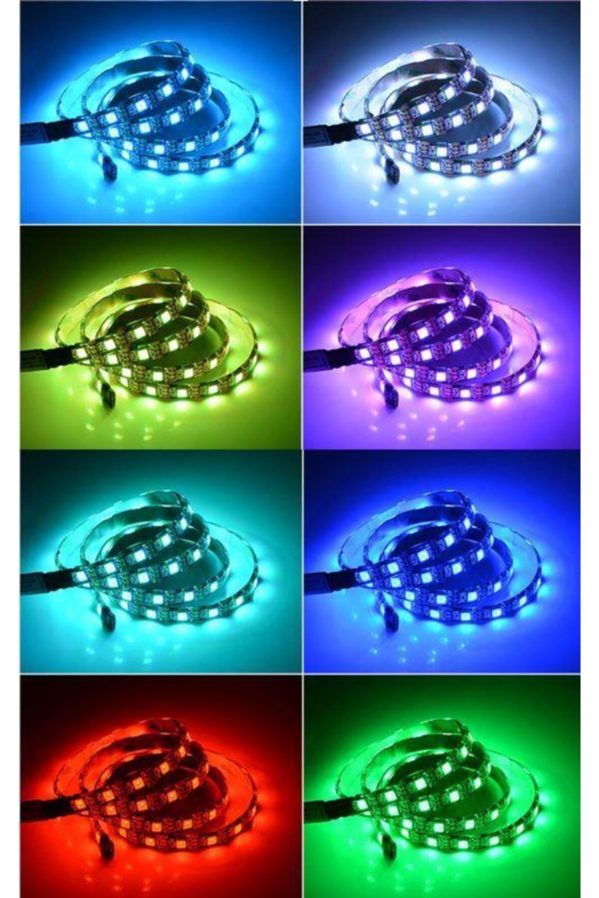 Sspec Usb Çıkışlı Led Rgb Çok Renkli Tv Bilgisayar Arka Plan Dekoratif Işık 17 Buton Kumandalı