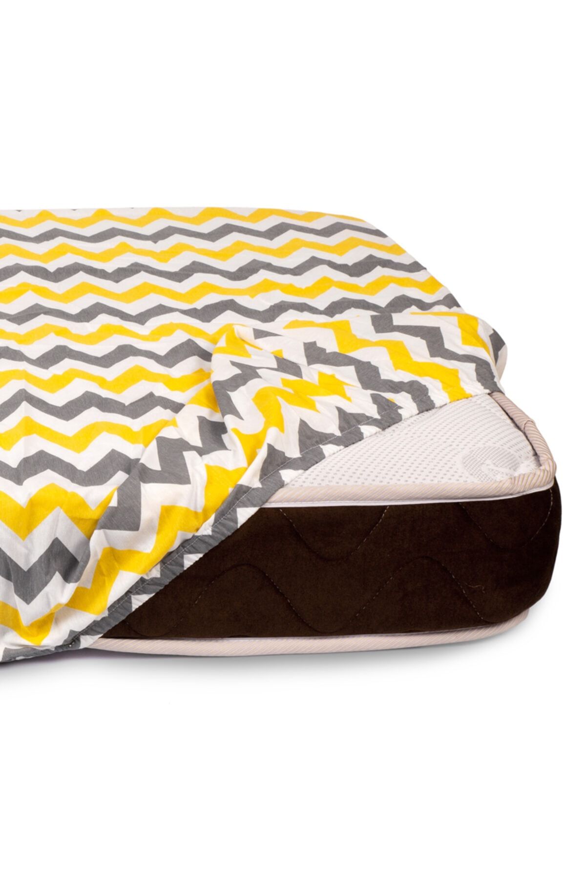 Sluupy Lastikli Fitted Bebek Çarşafı Sarı Çizgili 70x170
