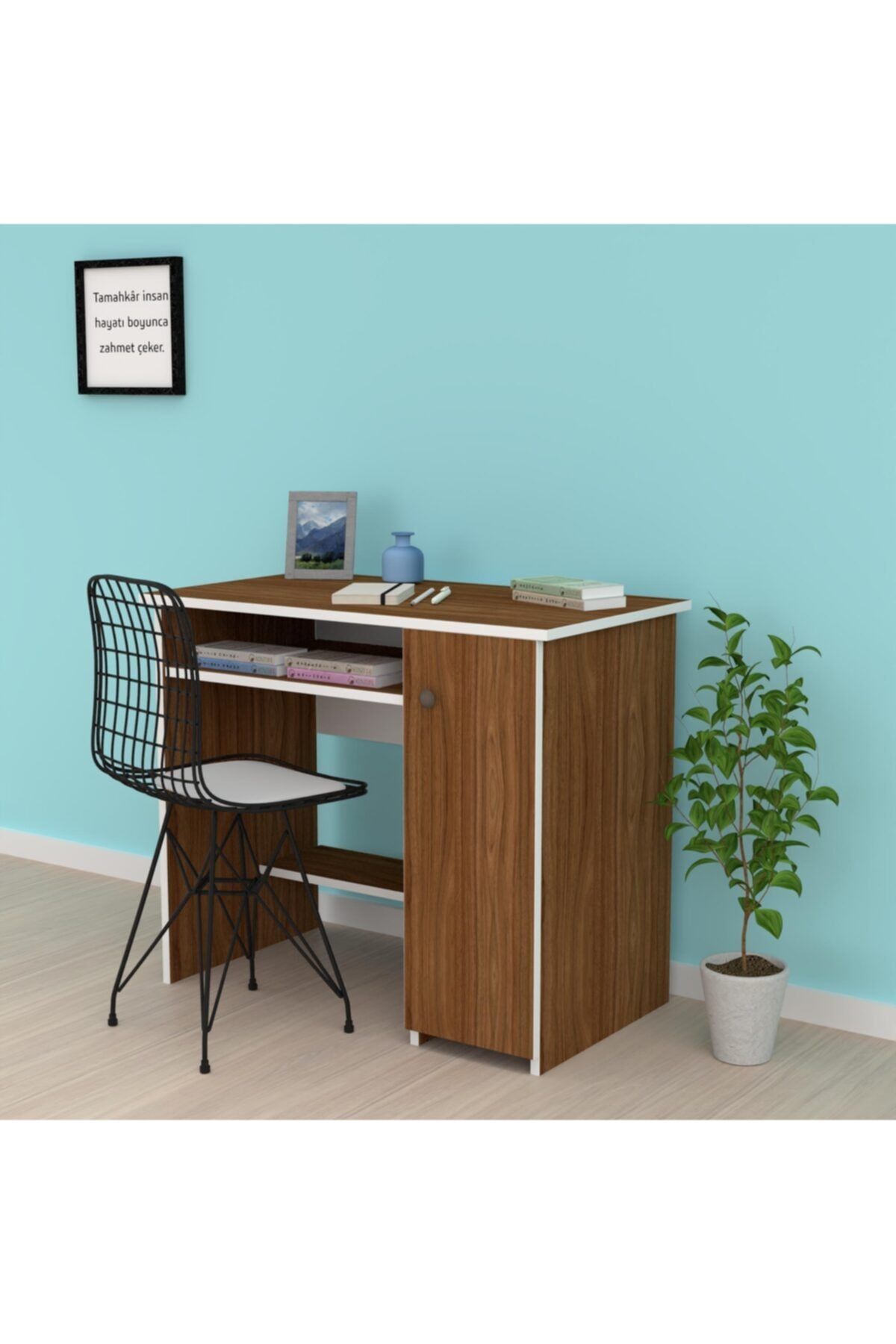 Kenzlife bilgisayar çalışma masası erentüz 075*120*60 cvz + 1 sandalye takımı ofis sekreter