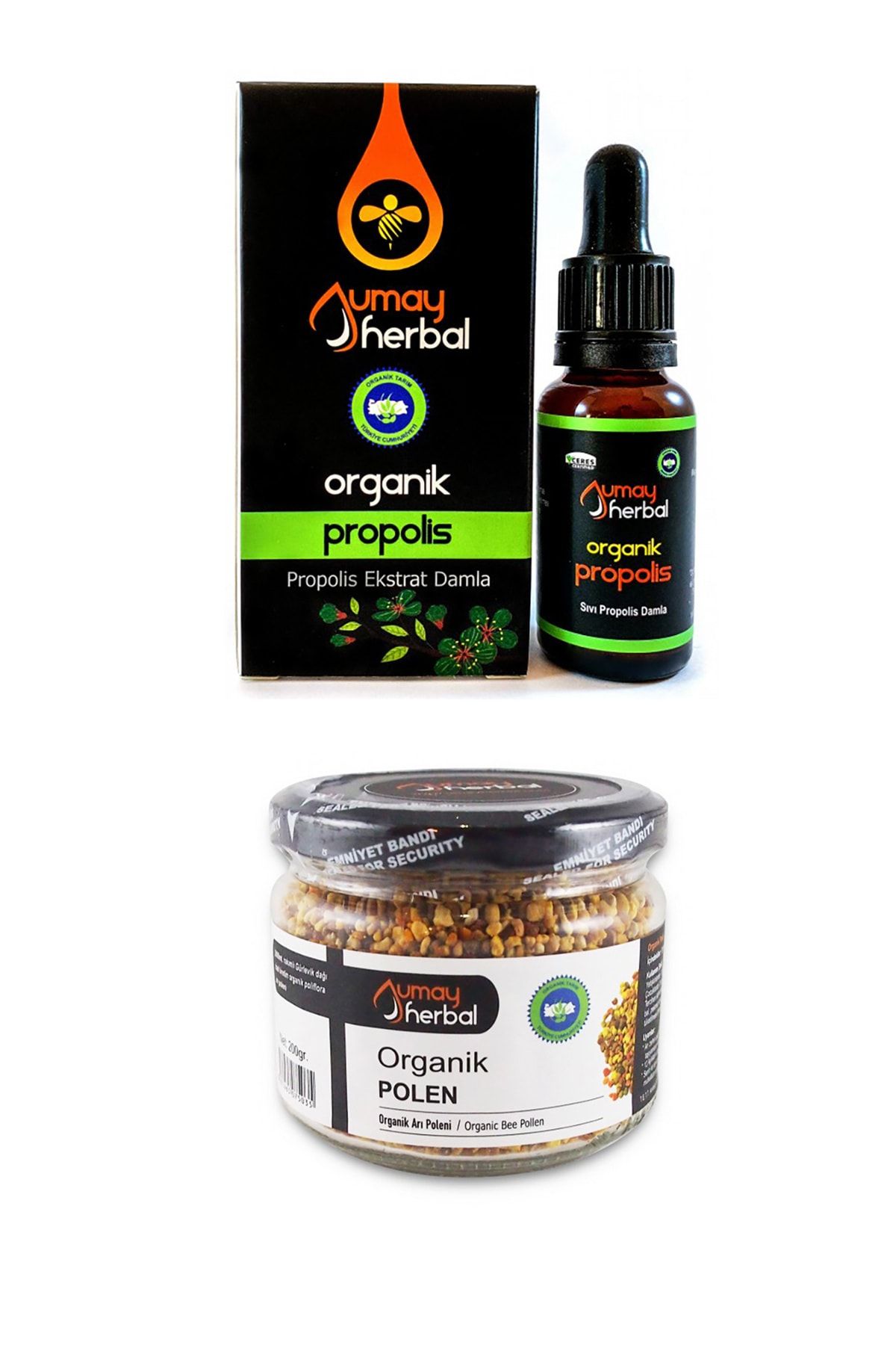 Umay Herbal Organik Alkol Bazlı Propolis 20 ml + Organik Polen 200 gr