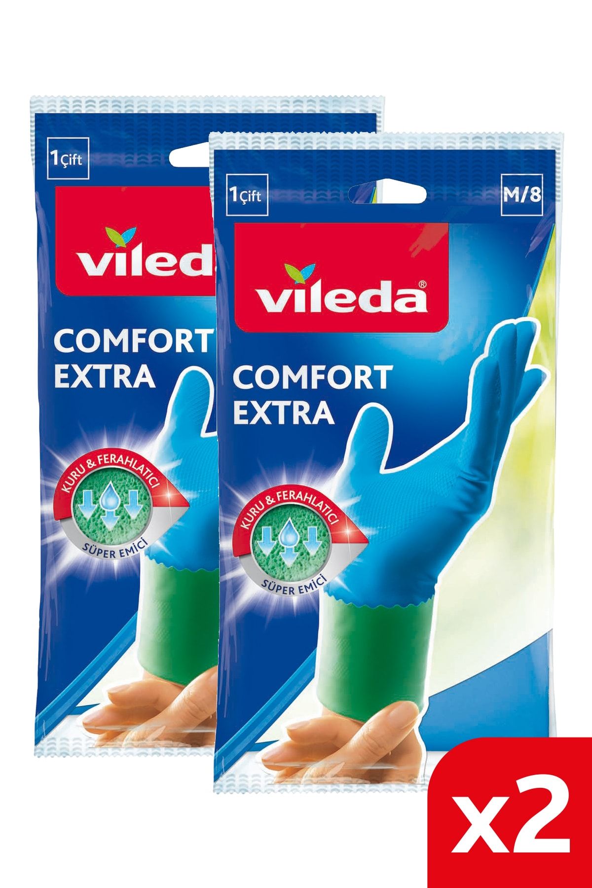 Vileda Comfort&care Temizlik Eldiveni No 8 Orta Boy 2'li Paket