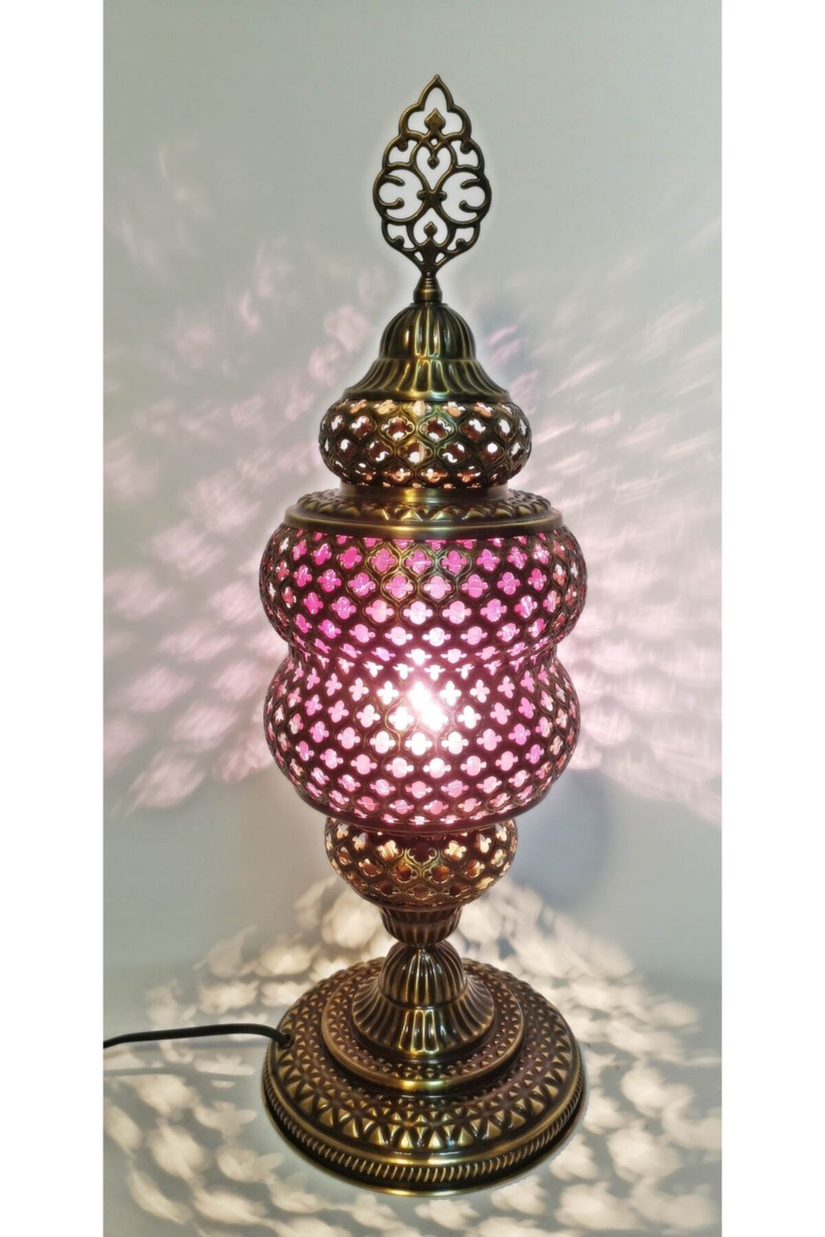 the istanbul lamp Otantik Dekoratif Pirinç Gece Lambası Menekşe