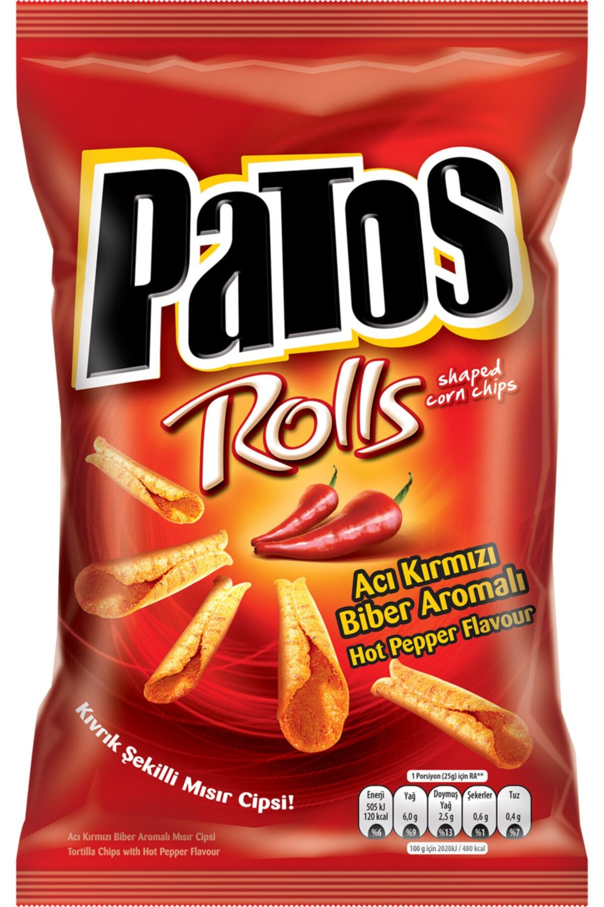 Patos Rolls Acı Mısır Cipsi Aile Boyu 20gr X 80