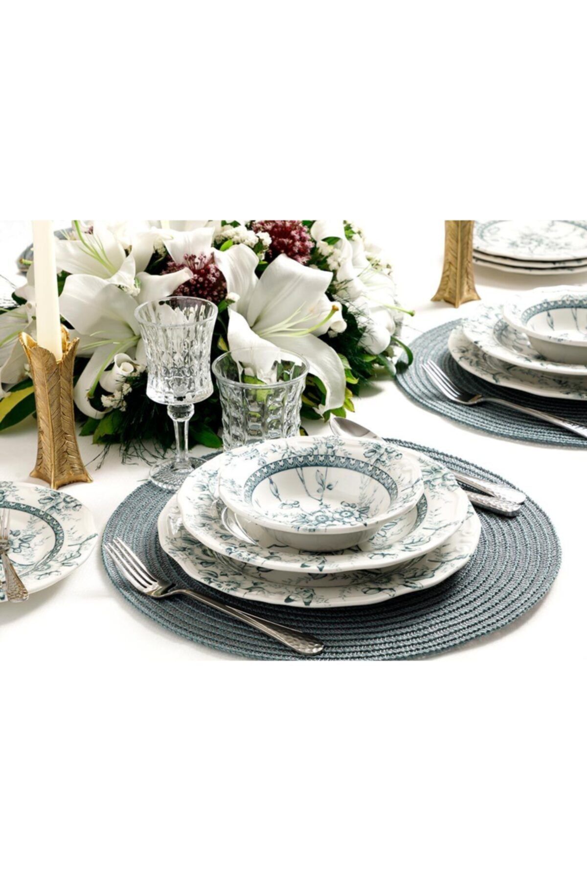 English Home Roseanne Porselen 24 Parca Yemek Takimi 17cm 24cm 26cm 20cm Yesil Trendyol