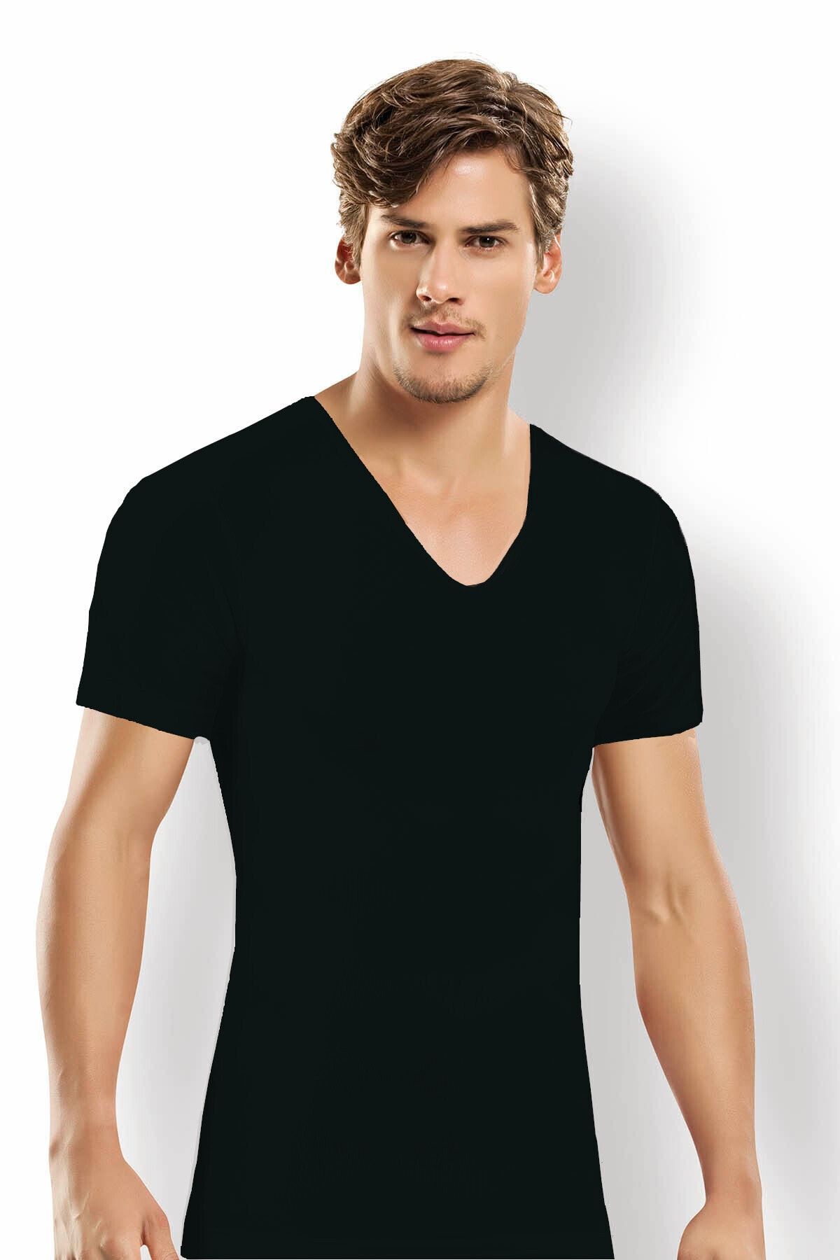 Formfit by Şalcı Erkek Siyah V Yaka Kısa Kol Korse