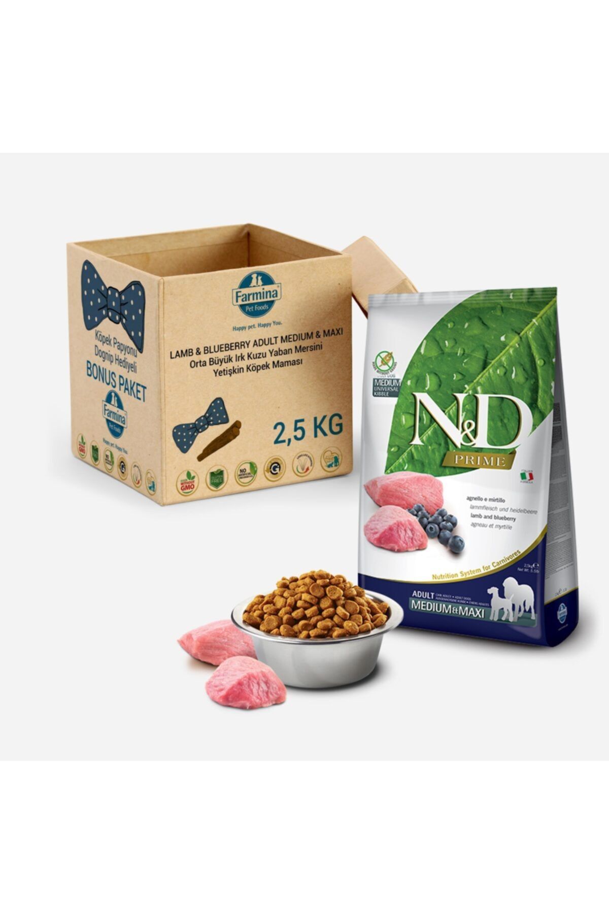 N D Nd Tahilsiz Kuzu Yaban Mersini Orta Buyuk Irk Kopek Mamasi 2 5 Kg Trendyol