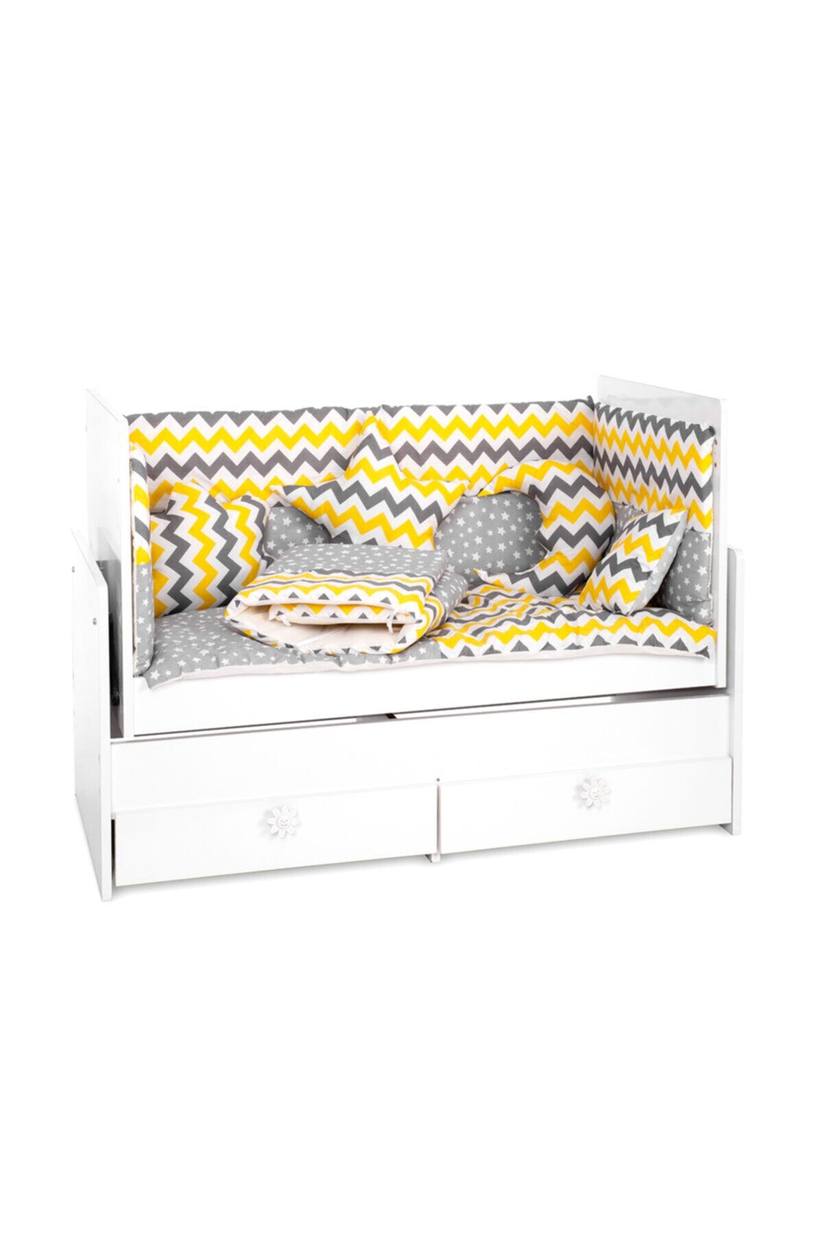 Sluupy Sluupy Sarı Zigzag ve Gri Yıldız Figürlü Bebek Uyku Seti 70x130cm