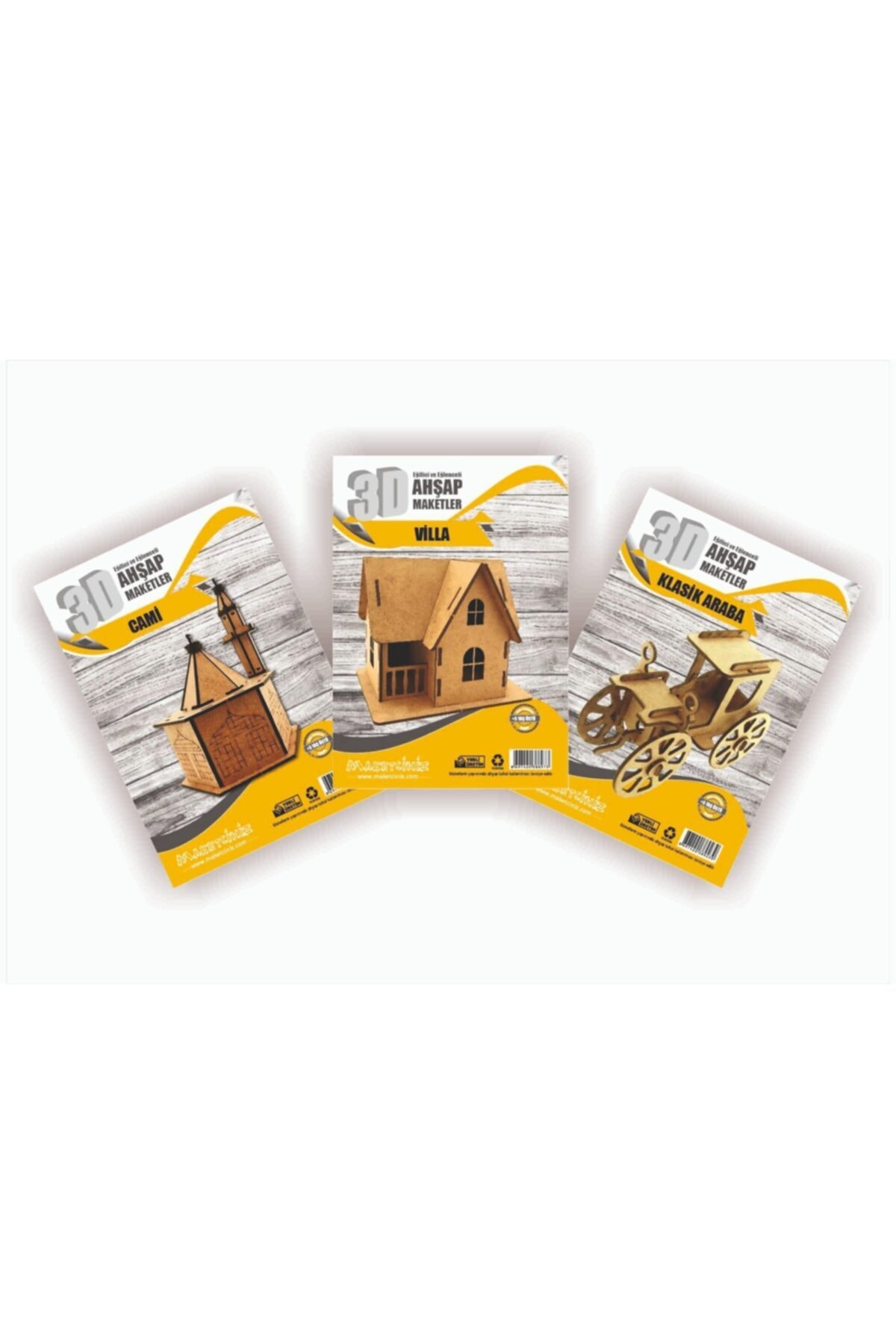 MAKETÇİNİZ 3 Lü Maket Seti-6 Cami-villa-klasik Araba