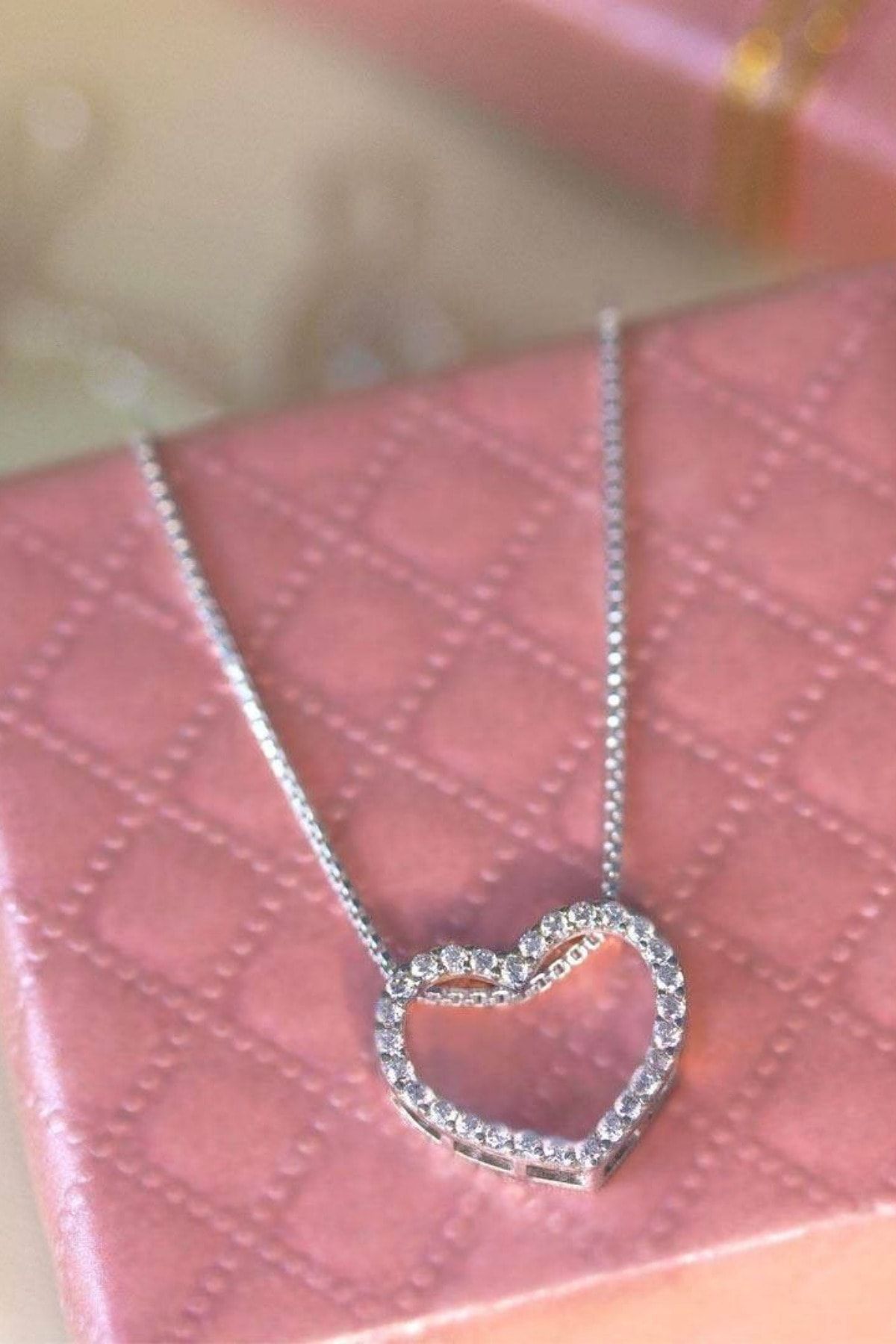 Crystal Diamond Zirconia Labaratuvar Pırlantası Kalp Kolye