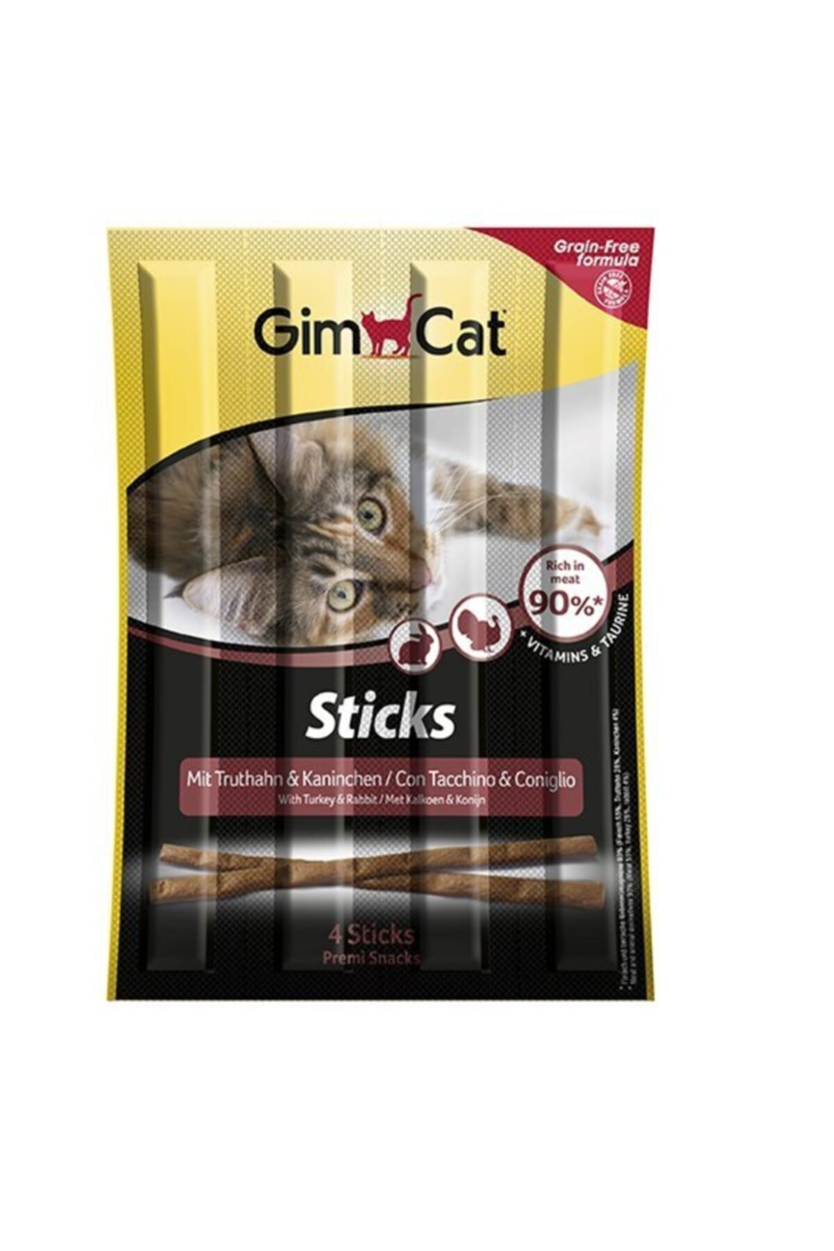 Gimcat Sticks Hindi ve Tavşan Etli Tahılsız Ödül Çubukları 4'lü 20 gr