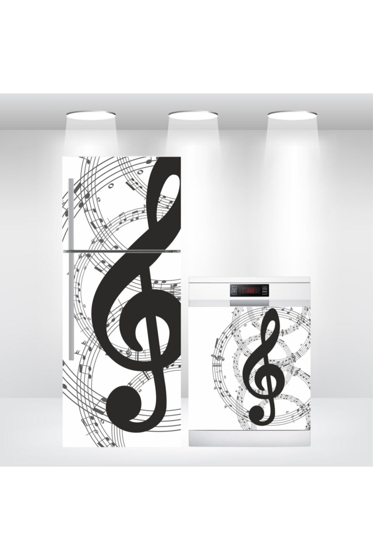 Bigaimaj Nota Müzik Buzdolabı-bulaşık Makinesi Kapak Sticker Folyo Kaplama