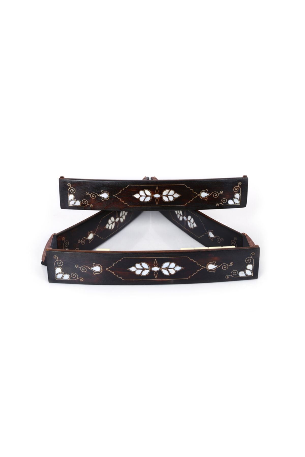 Pusula Oyun Sedefli Doğal Ahşap Oval Okey Takımı Babil (Sedef Kakma 101 Oyun Seti)