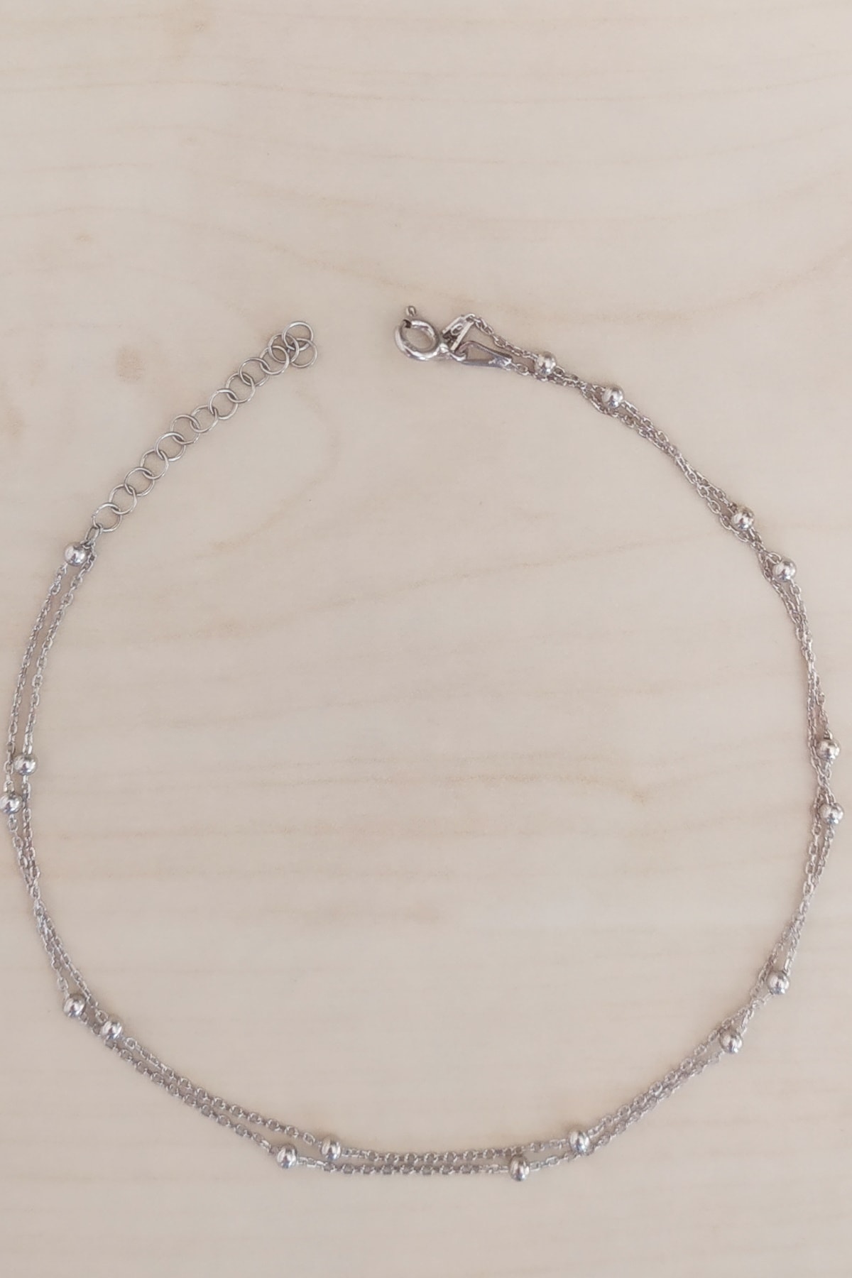 Trend Silver 925 Ayar Gümüş Rodyumlu Çiftli Toplu Zincirli Halhal