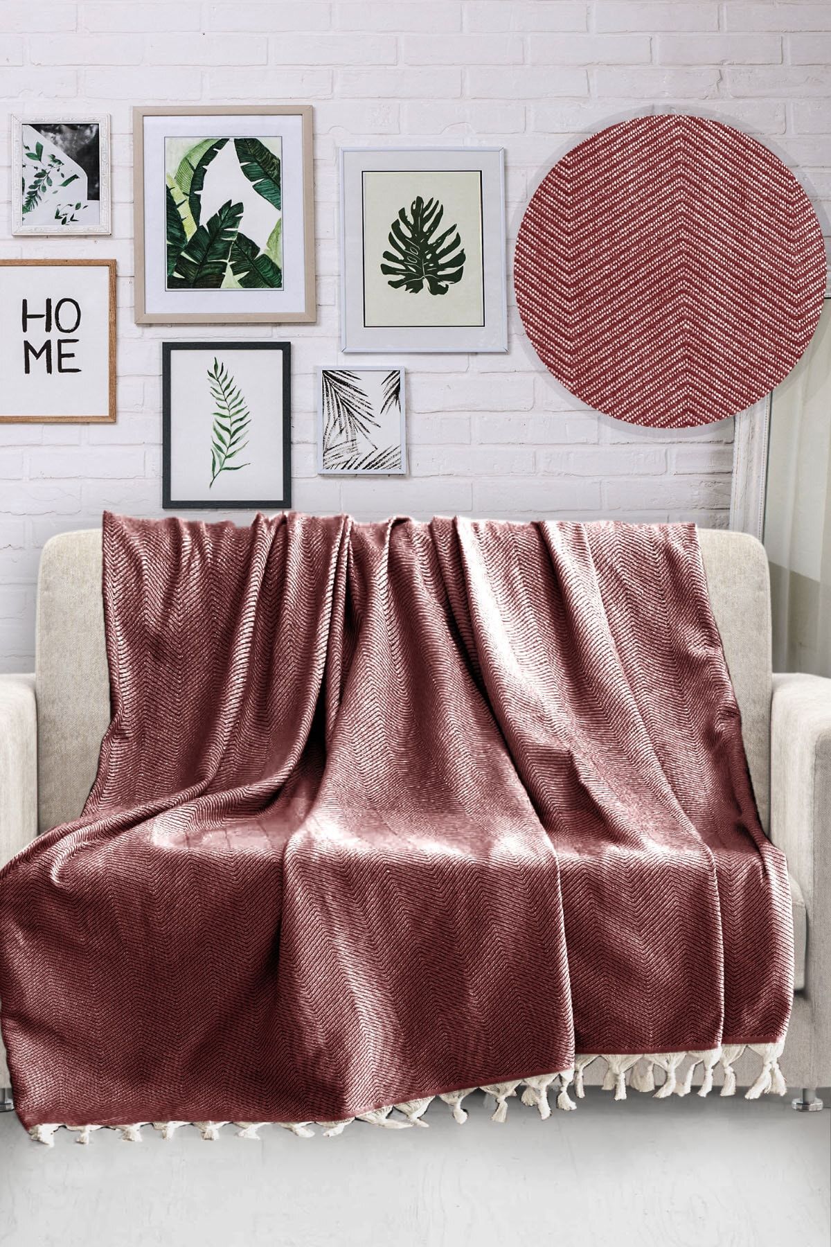 Viaden Home Natural Koltuk Örtüsü 170x230 Cm - Bordo