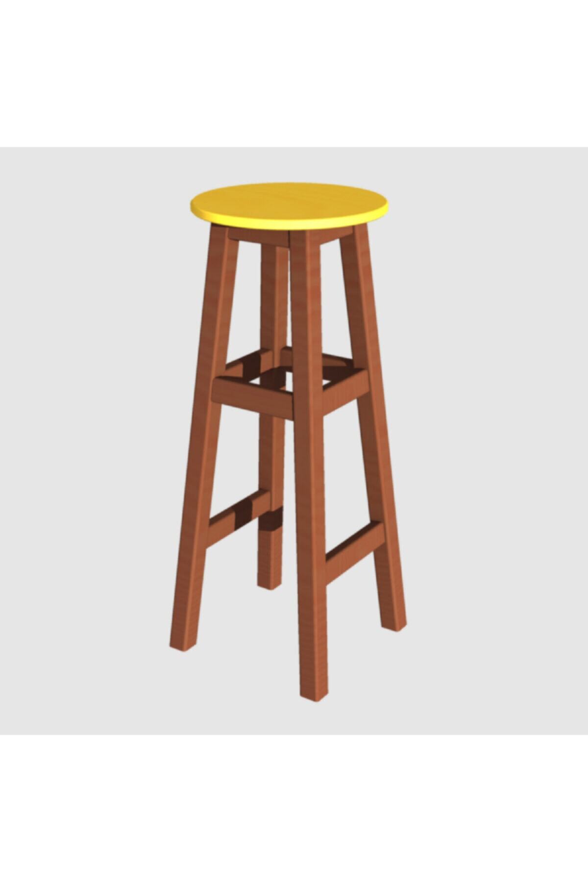 Arbre Sarı Döner Tabure 73 cm Kestane Kızıl Iskelet